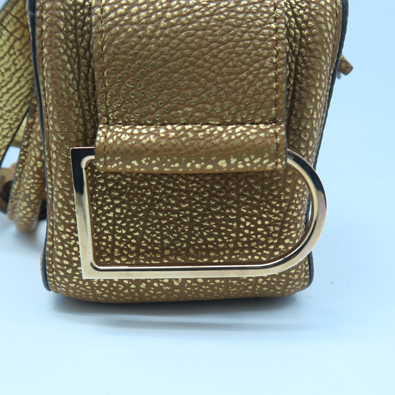 SELECTION 牛皮皮革Delvaux Cool Box Mini金扣手挽肩背两用袋金色