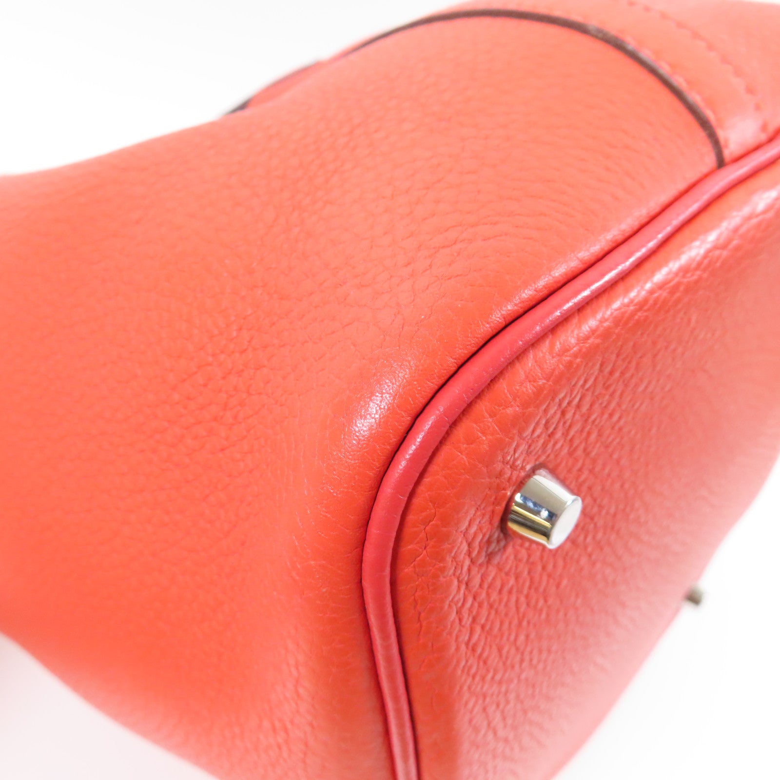 HERMES Clemence皮革Picotin MM銀扣手挽袋Rose Jaipur糖果紅色