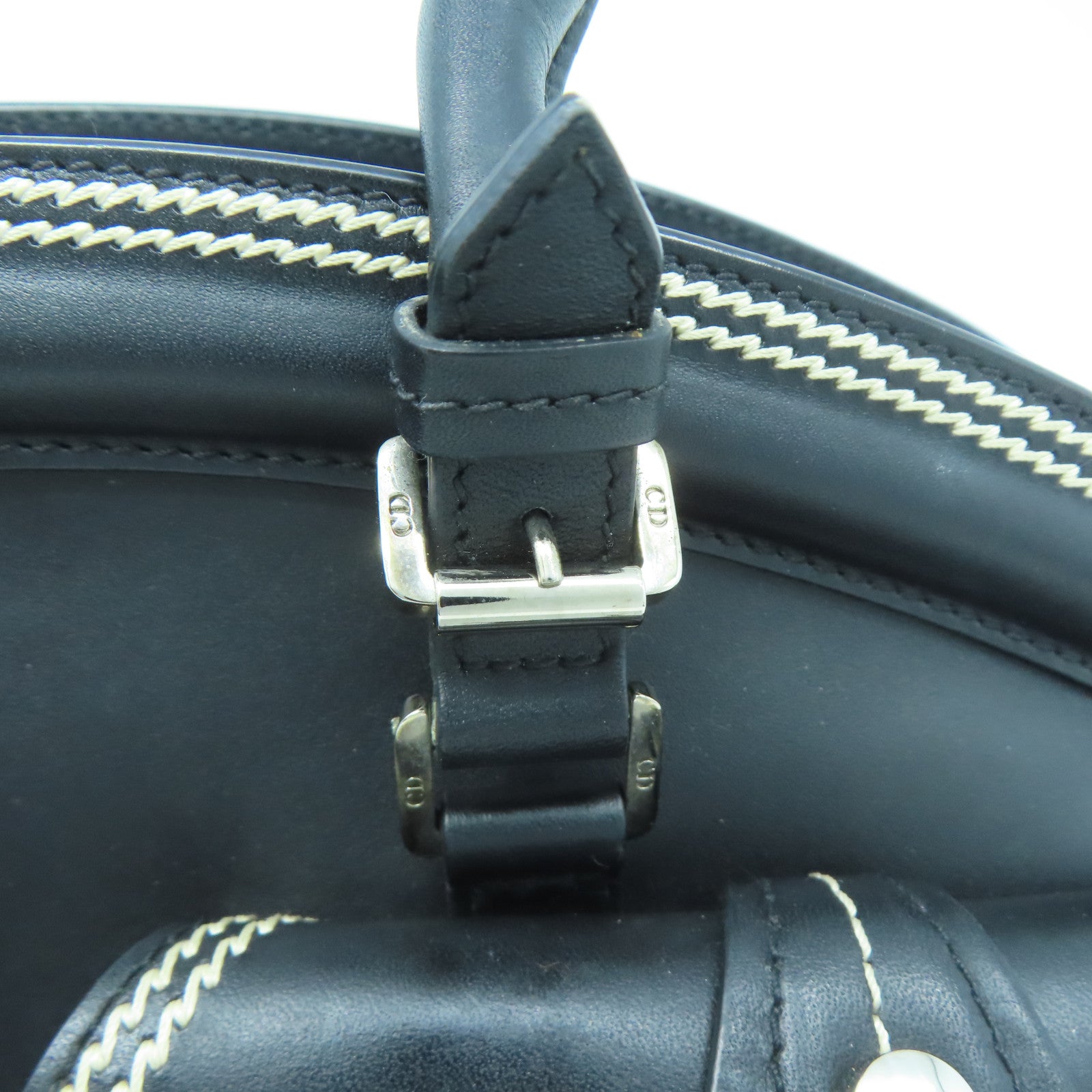 Dior 牛皮皮革Hand Bag銀扣手挽袋黑色