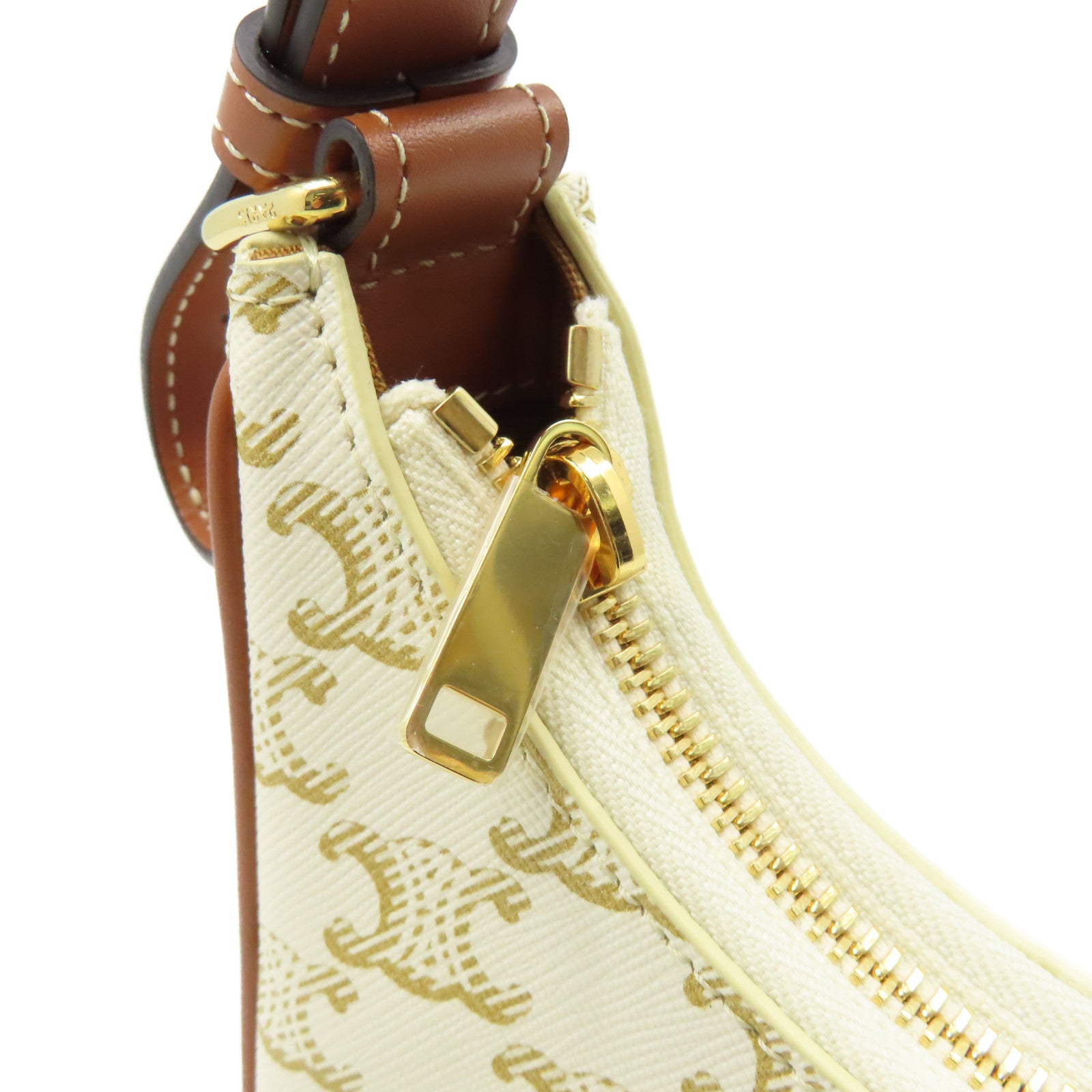 CELINE 帆布Ava Shoulder Bag肩背袋米白色/啡色