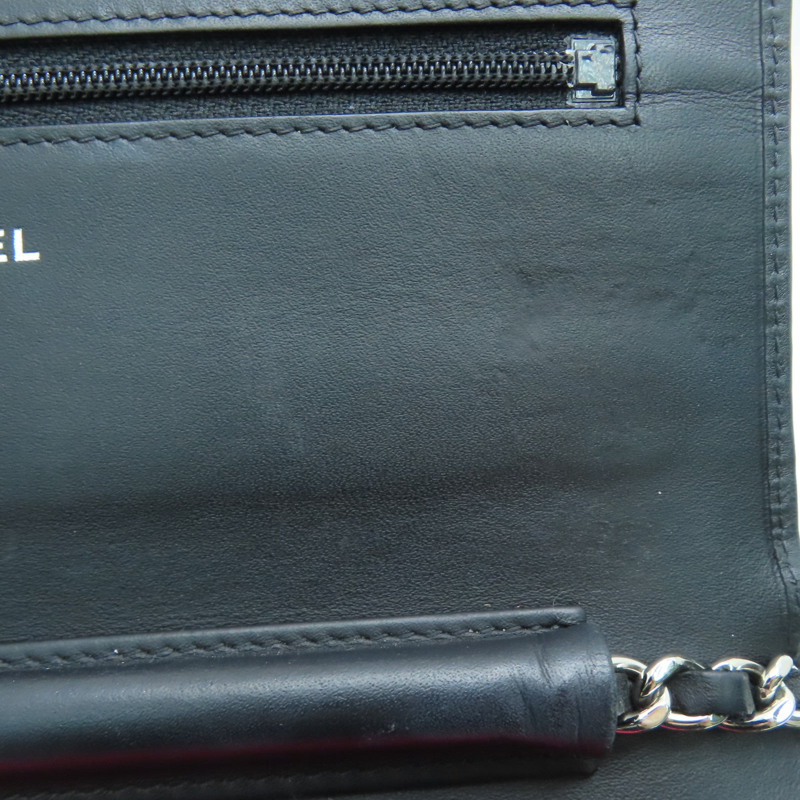CHANEL 菱格牛皮皮革Cambon WOC銀扣鏈帶肩背袋黑色