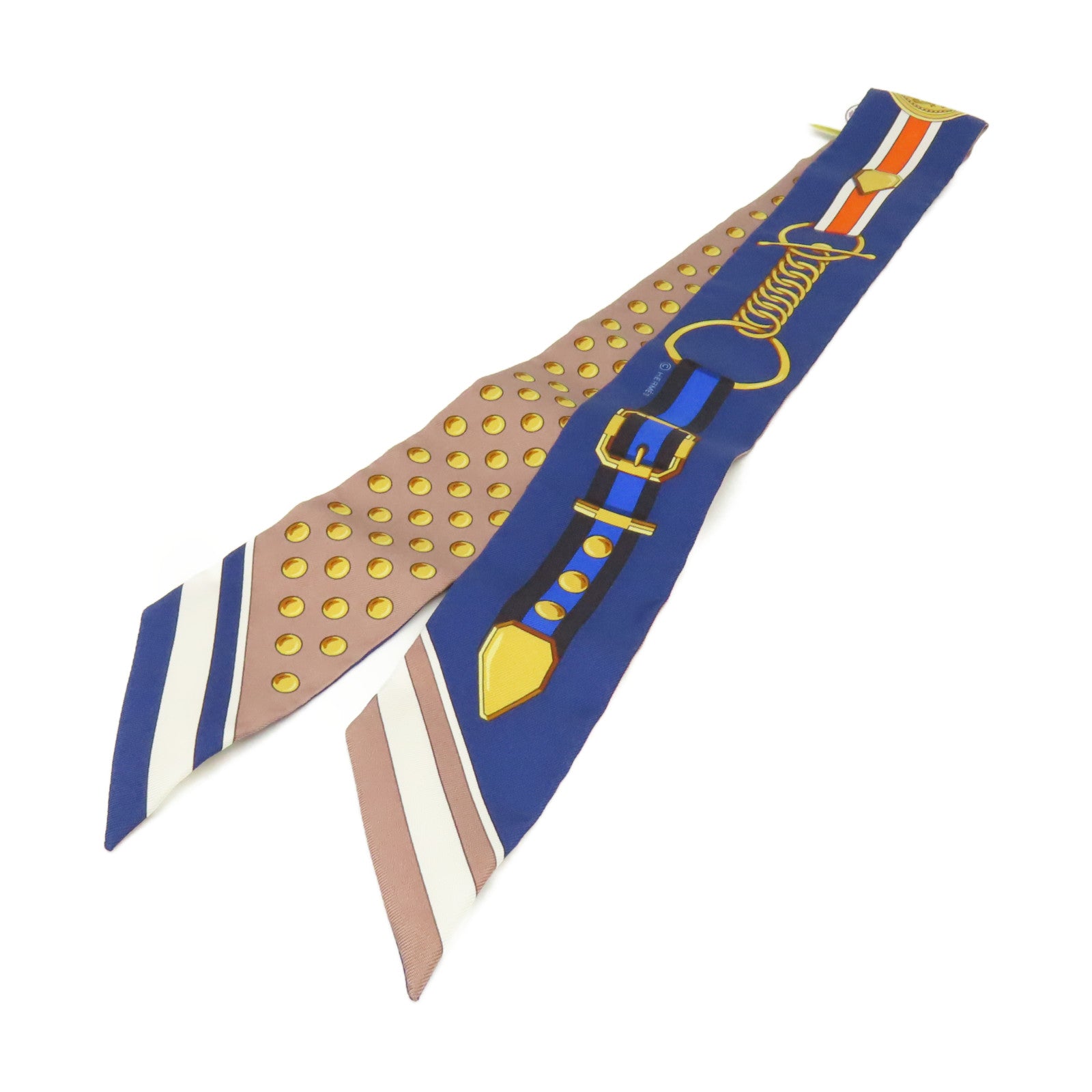 HERMES 絲質Twilly Scarf絲巾寶藍色/啡色/彩色