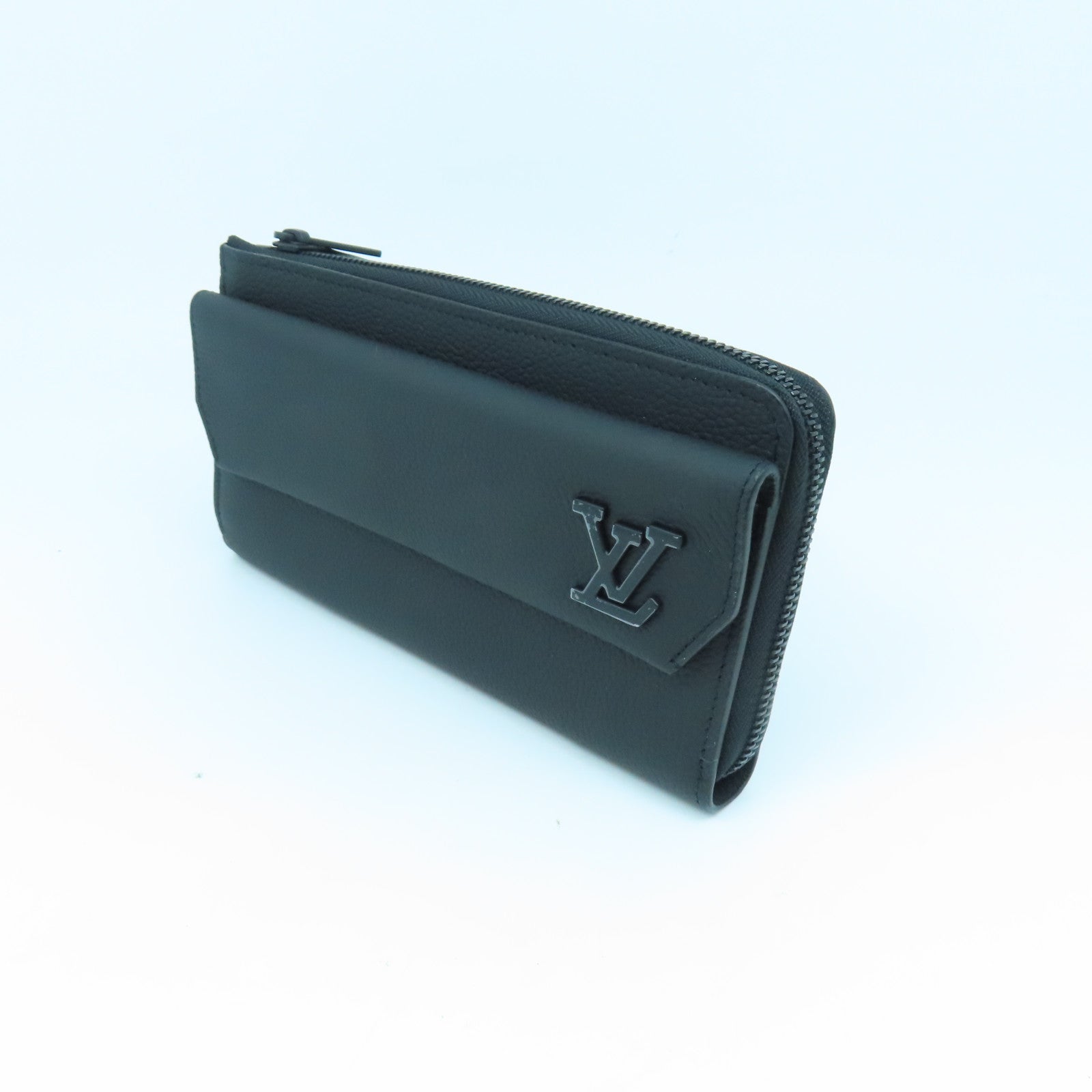 LOUIS VUITTON Grain皮革Aerogram Zippy Wallet長錢包黑色Noir