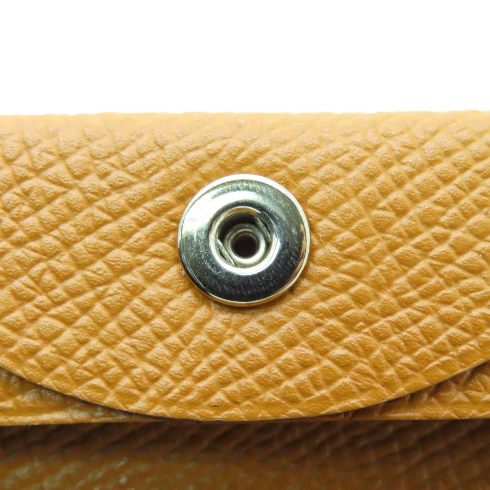 HERMES Epsom皮革Bastia銀扣零錢包Gold經典駝色