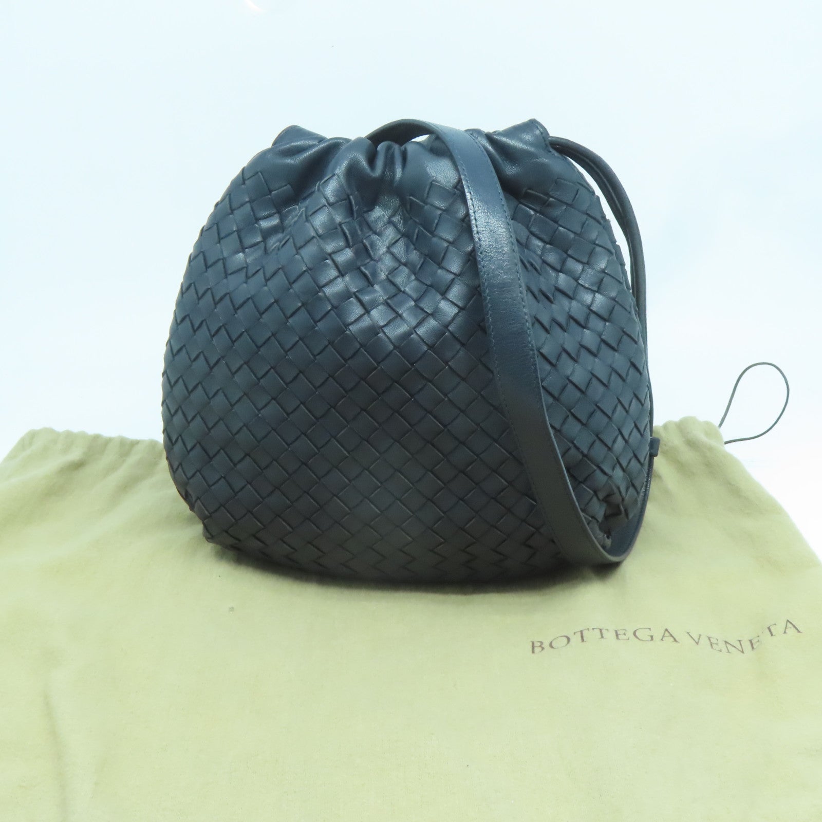 BOTTEGA VENETA 織紋皮革Shoulder Bag肩背袋深藍色