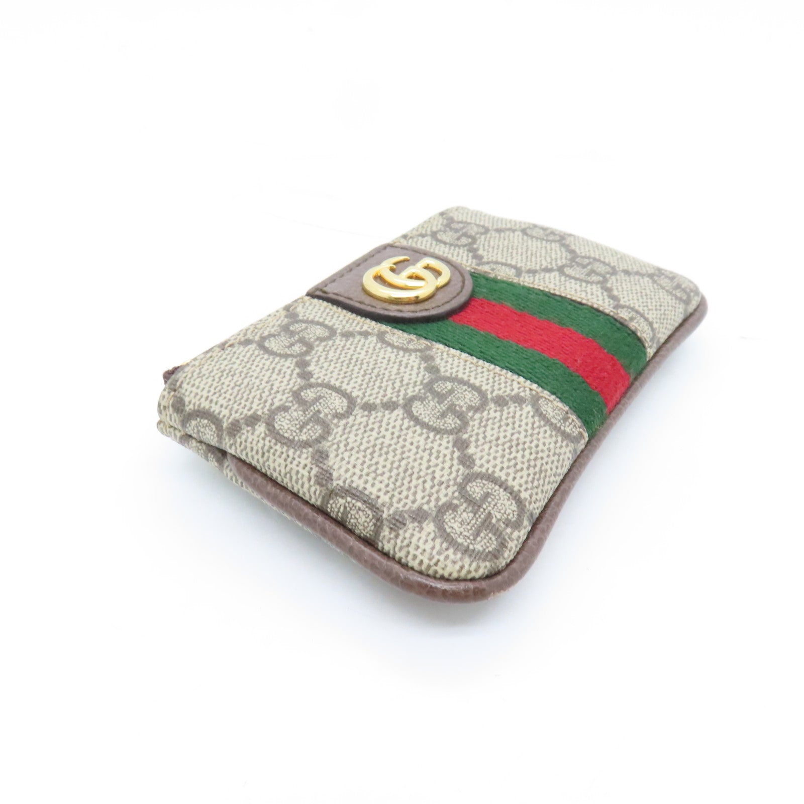 GUCCI Coated Canvas Ophidia Key Case Gold Buckle Key Bag Brown