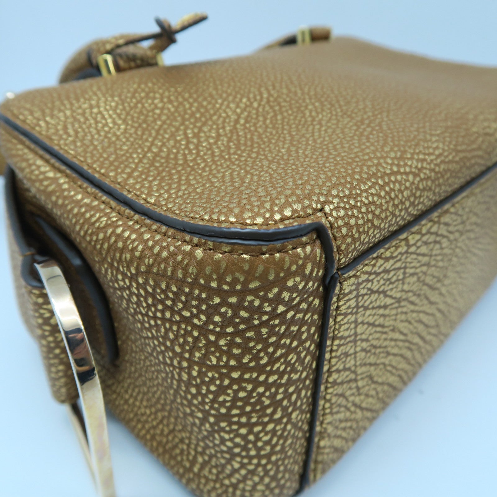 SELECTION 牛皮皮革Delvaux Cool Box Mini金扣手挽肩背两用袋金色