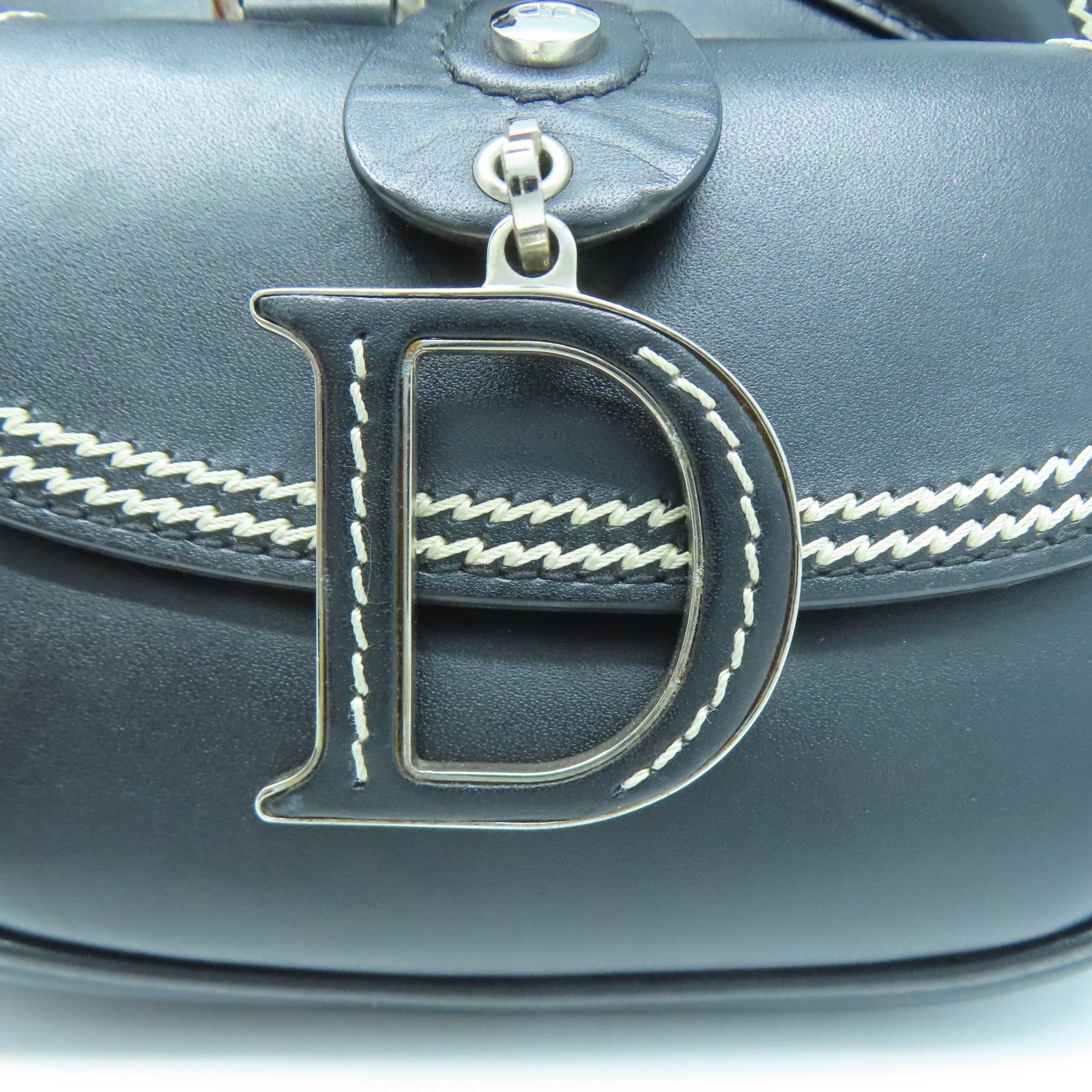 Dior 牛皮皮革Hand Bag銀扣手挽袋黑色