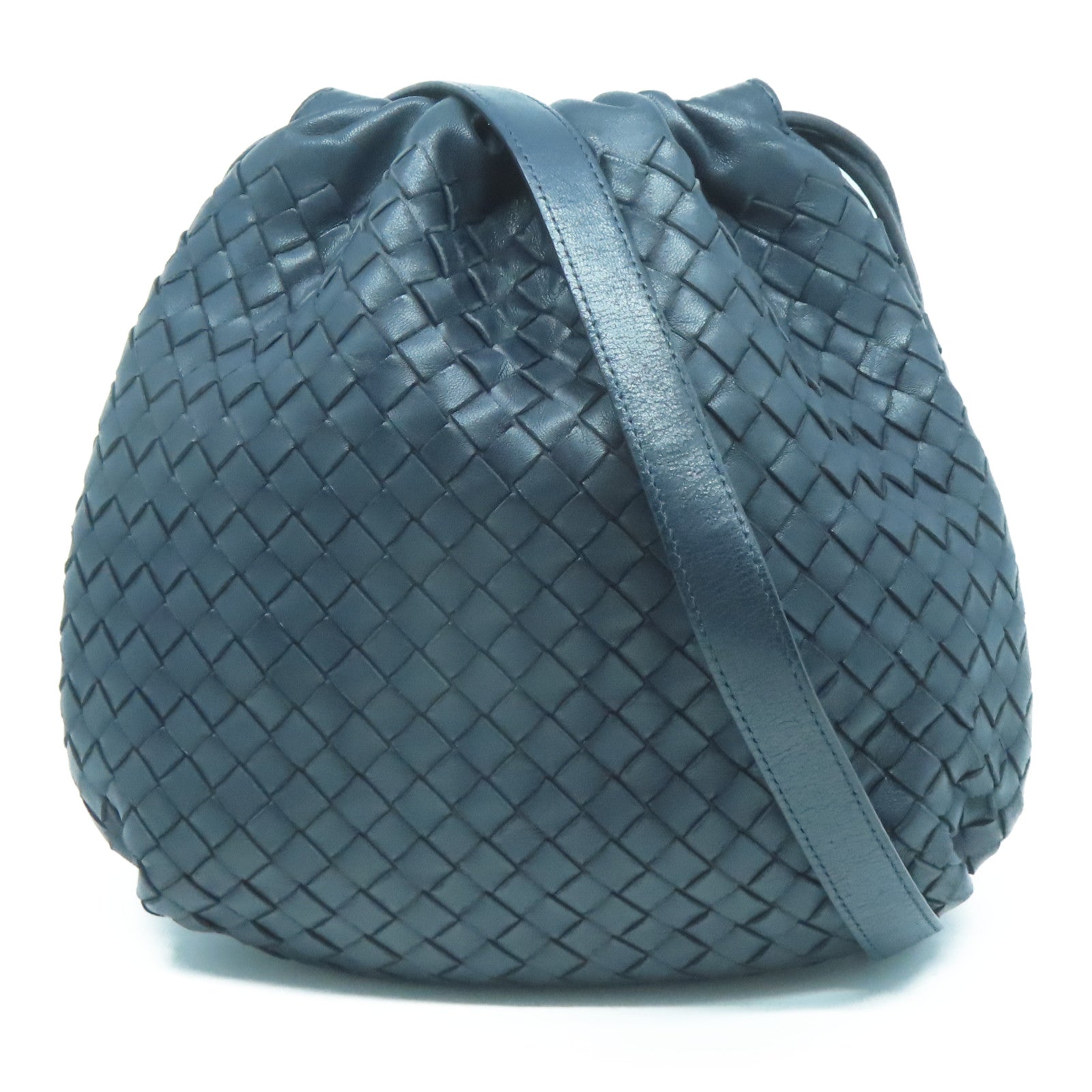 BOTTEGA VENETA 織紋皮革Shoulder Bag肩背袋深藍色