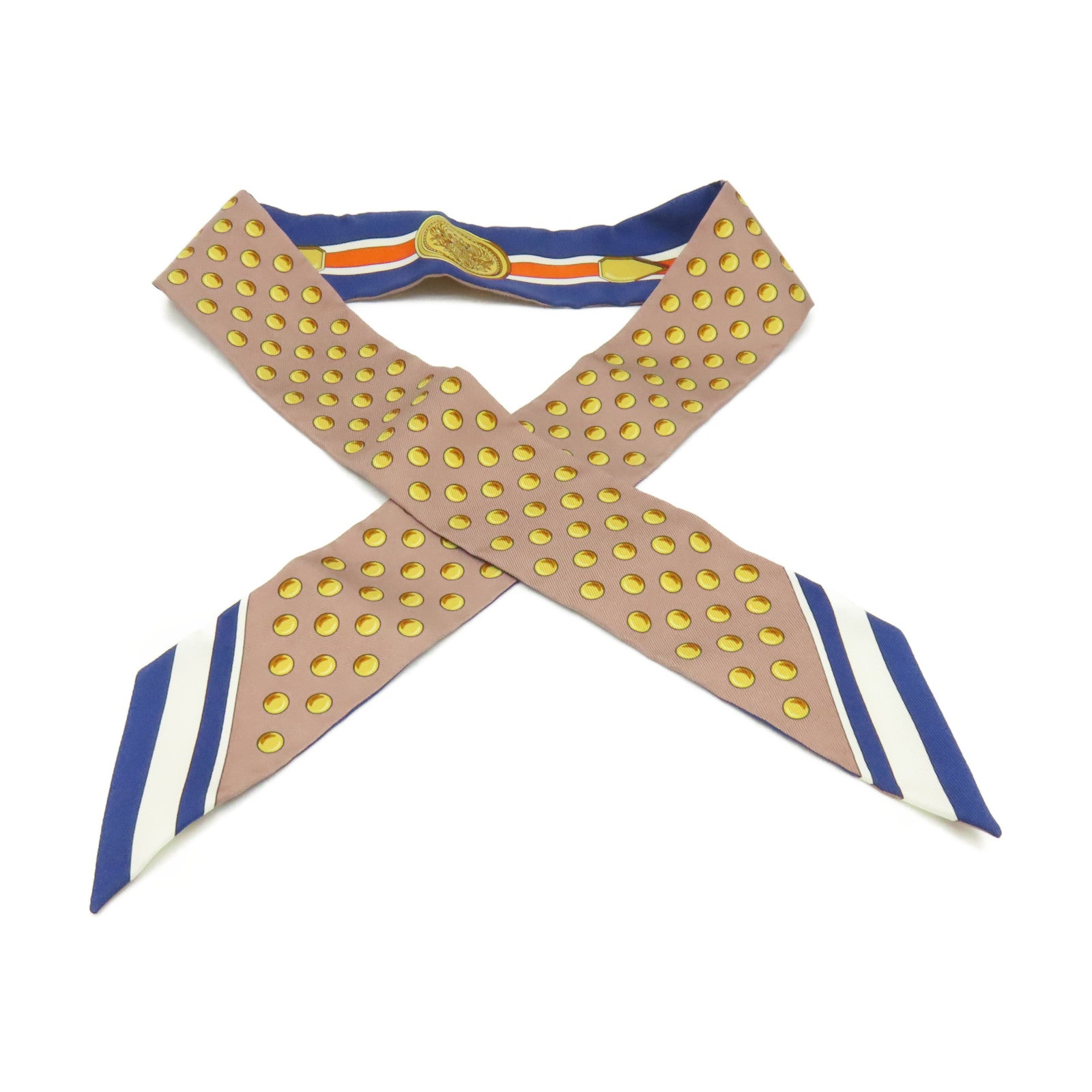 HERMES 絲質Twilly Scarf絲巾寶藍色/啡色/彩色