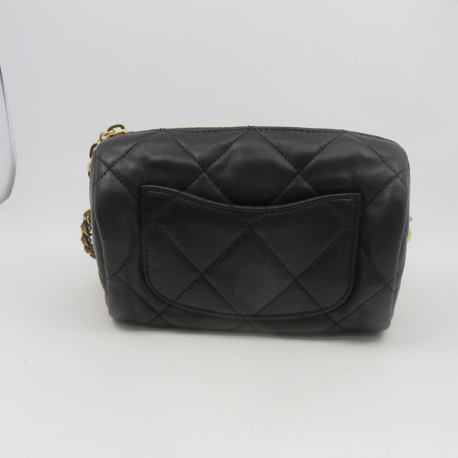 CHANEL 羊皮皮革Chain Shoulder金扣肩背袋黑色