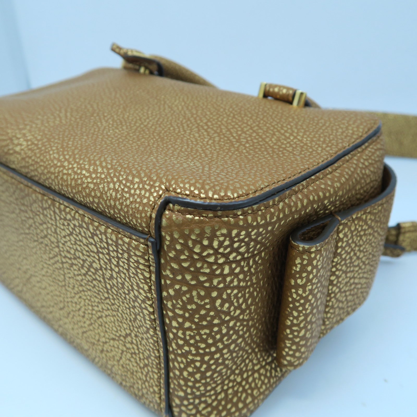 SELECTION 牛皮皮革Delvaux Cool Box Mini金扣手挽肩背两用袋金色