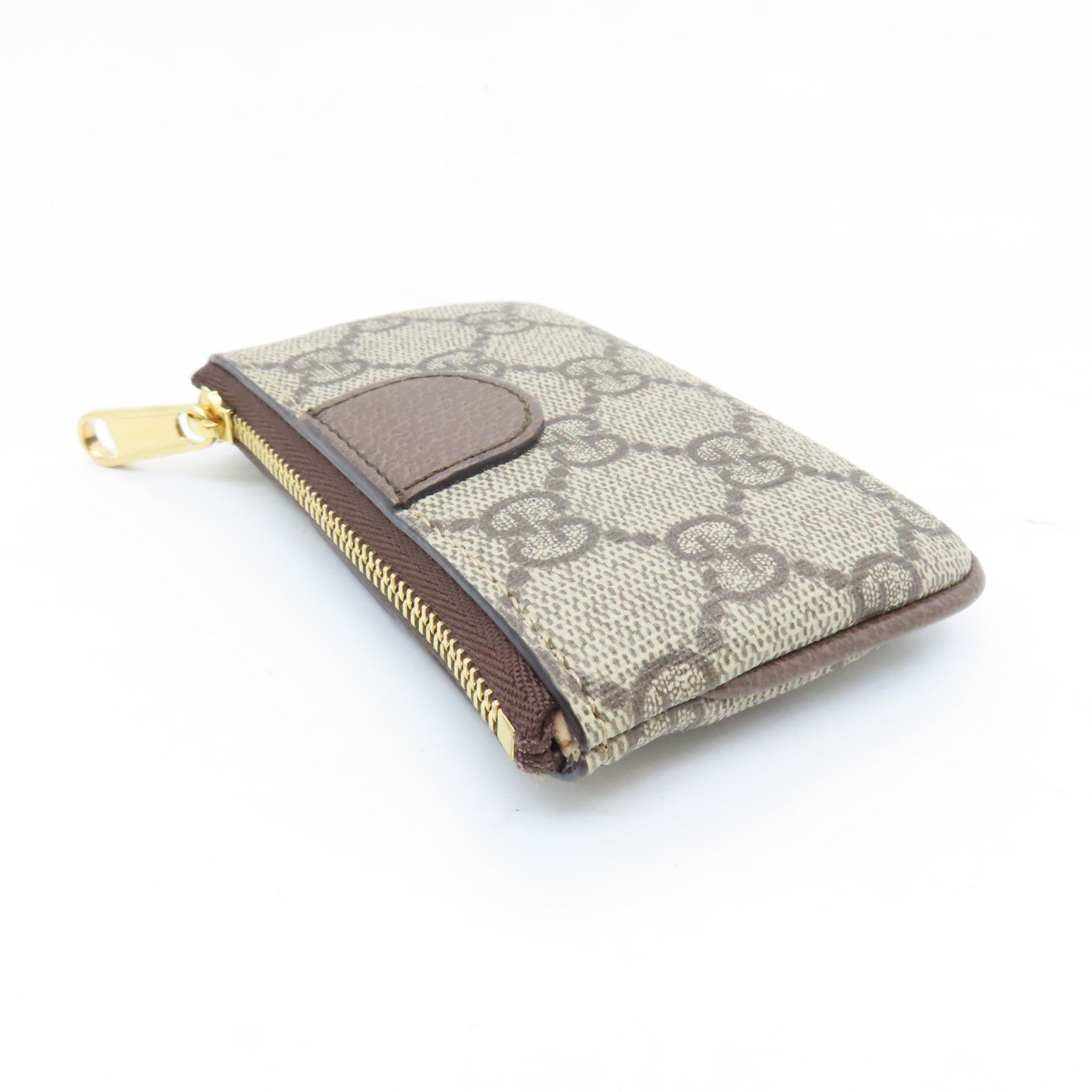 GUCCI Coated Canvas Ophidia Key Case Gold Buckle Key Bag Brown