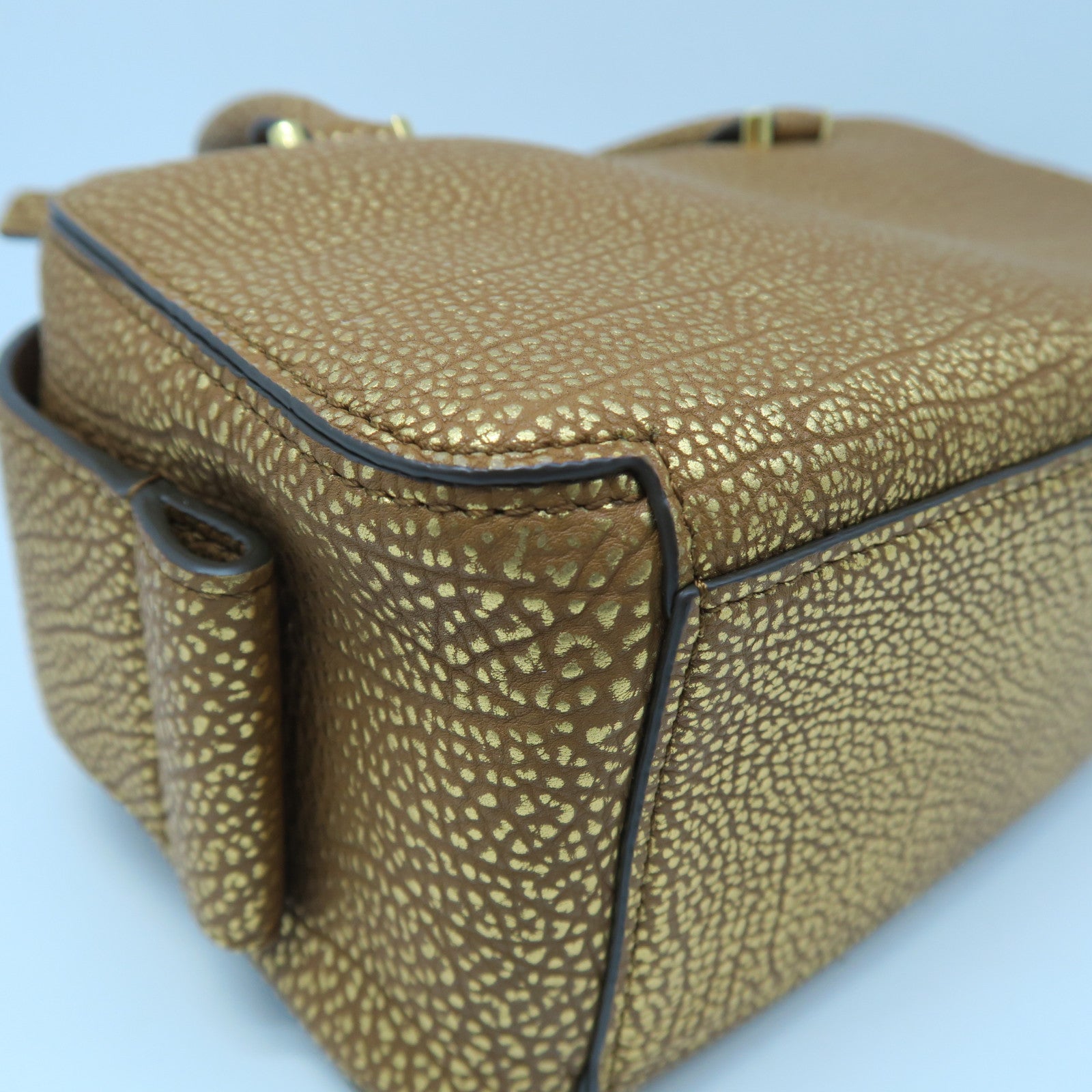 SELECTION 牛皮皮革Delvaux Cool Box Mini金扣手挽肩背两用袋金色