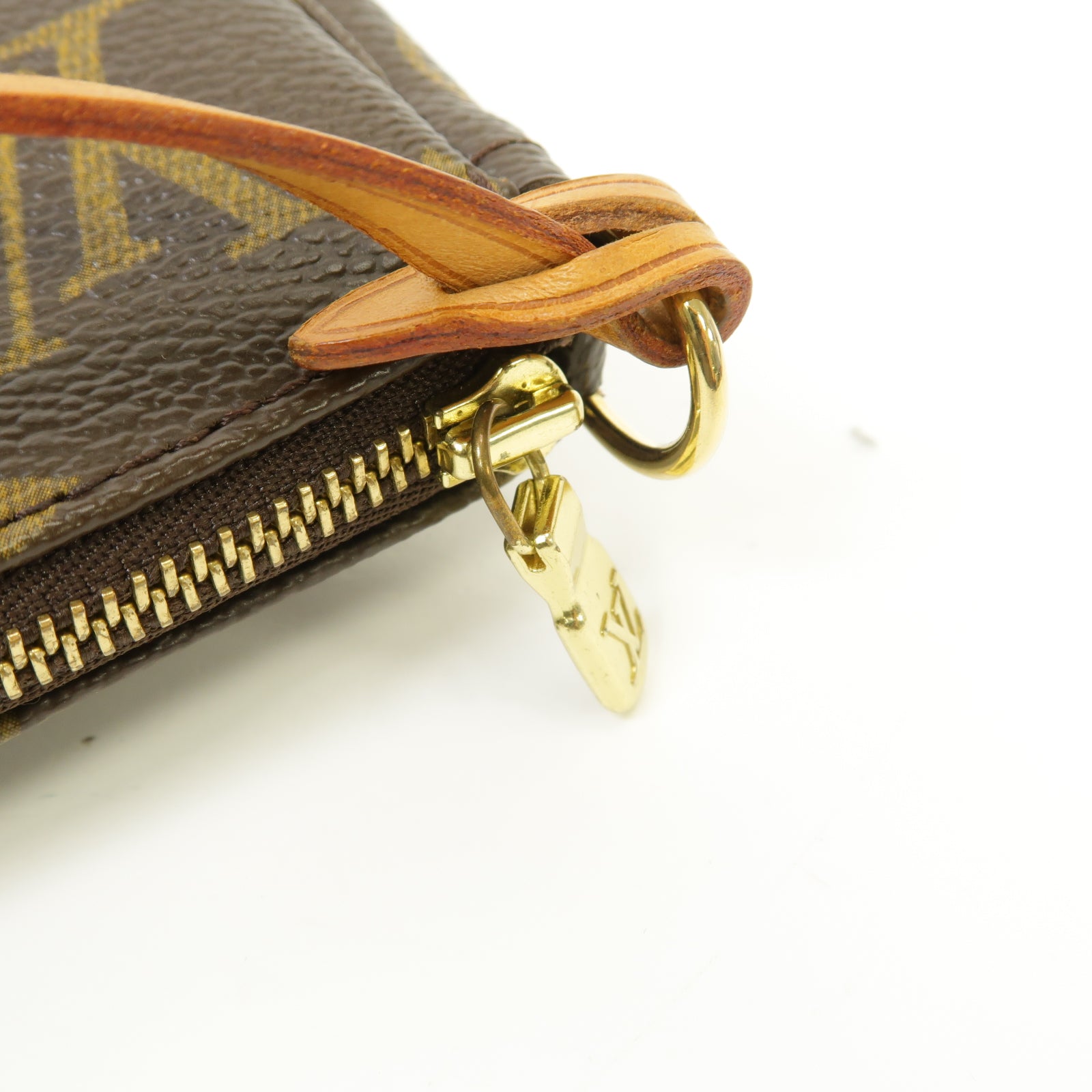 LOUIS VUITTON Monogram Pochette金扣手挽袋棕色