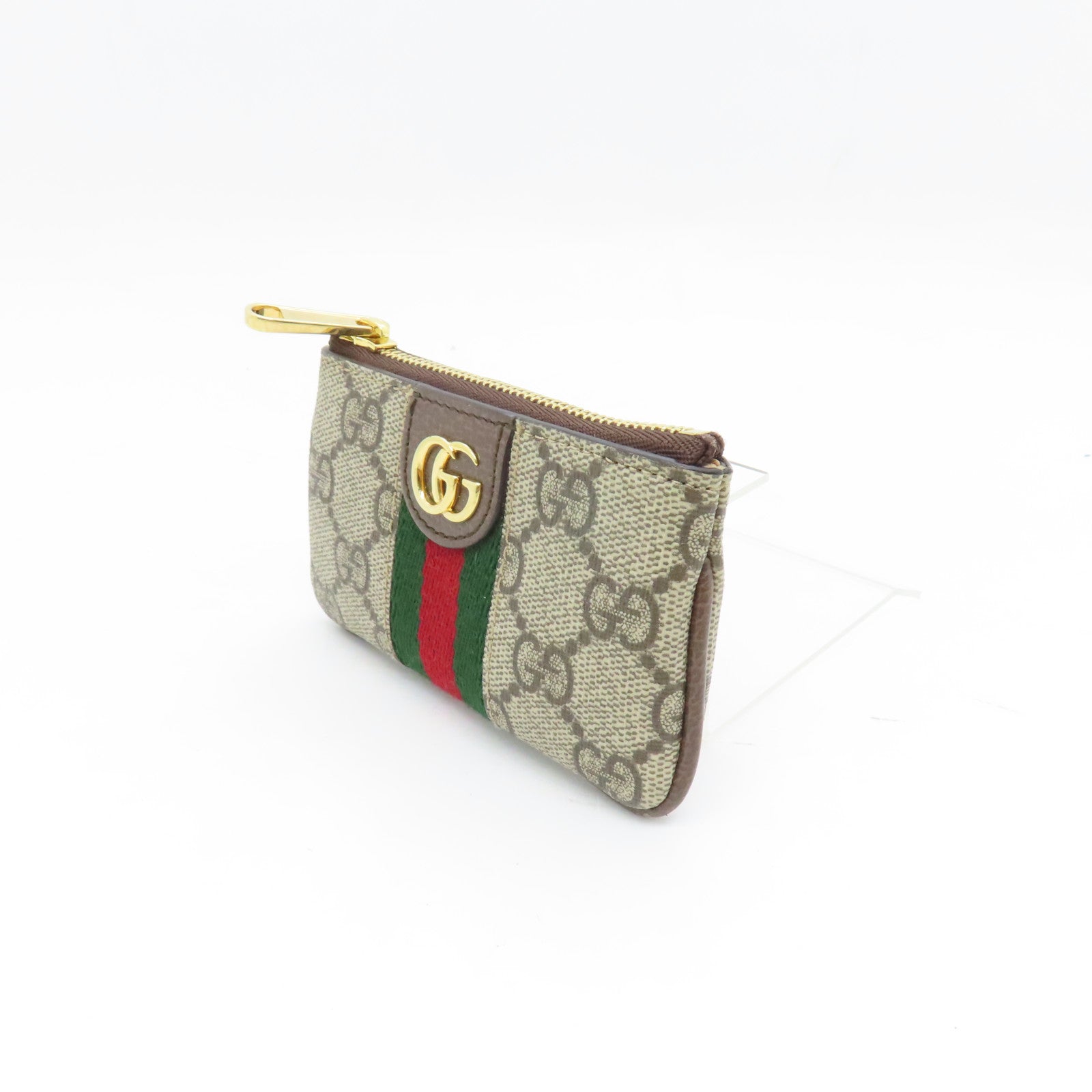 GUCCI Coated Canvas Ophidia Key Case Gold Buckle Key Bag Brown