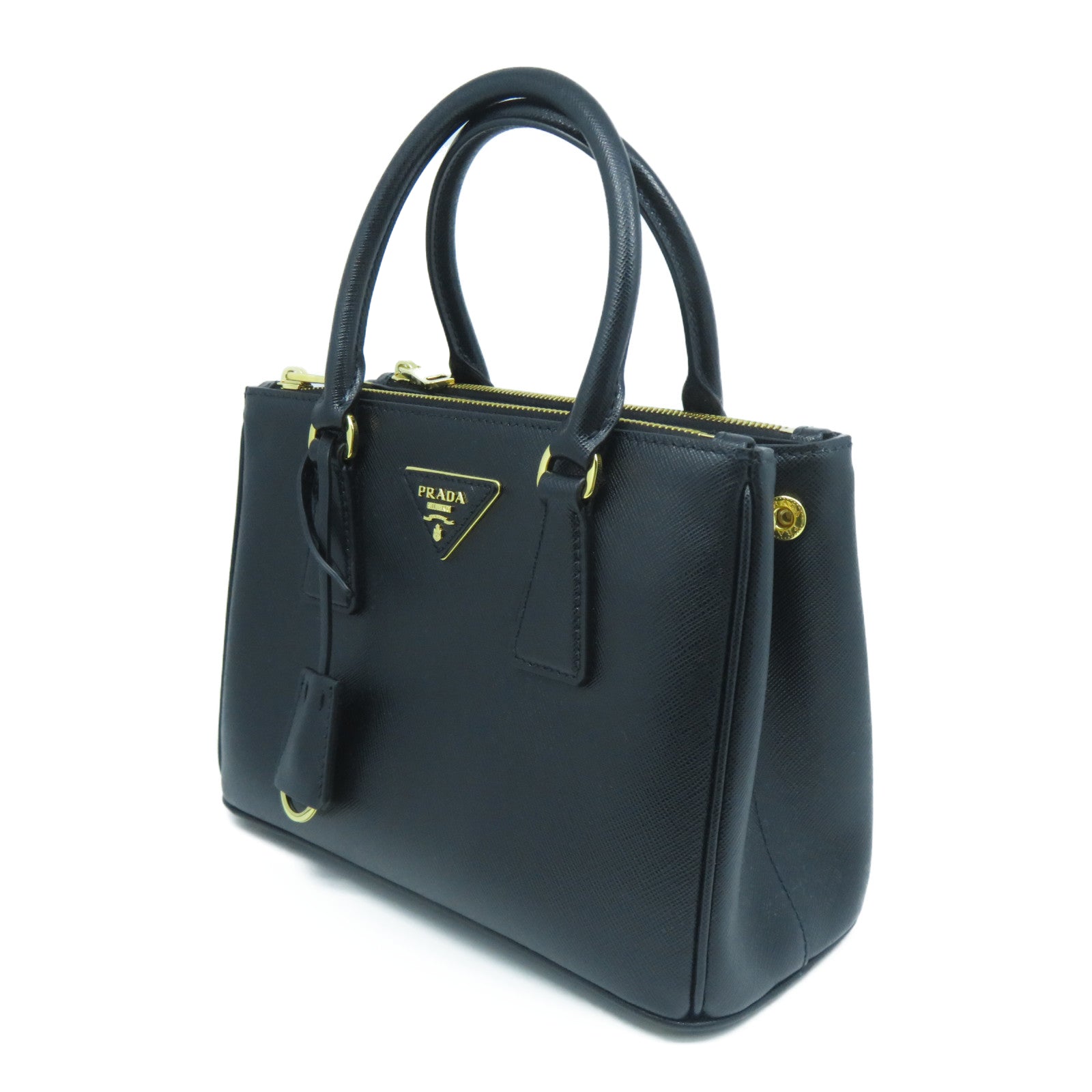 PRADA 牛皮皮革Galleria Small金扣手挽肩背兩用袋黑色