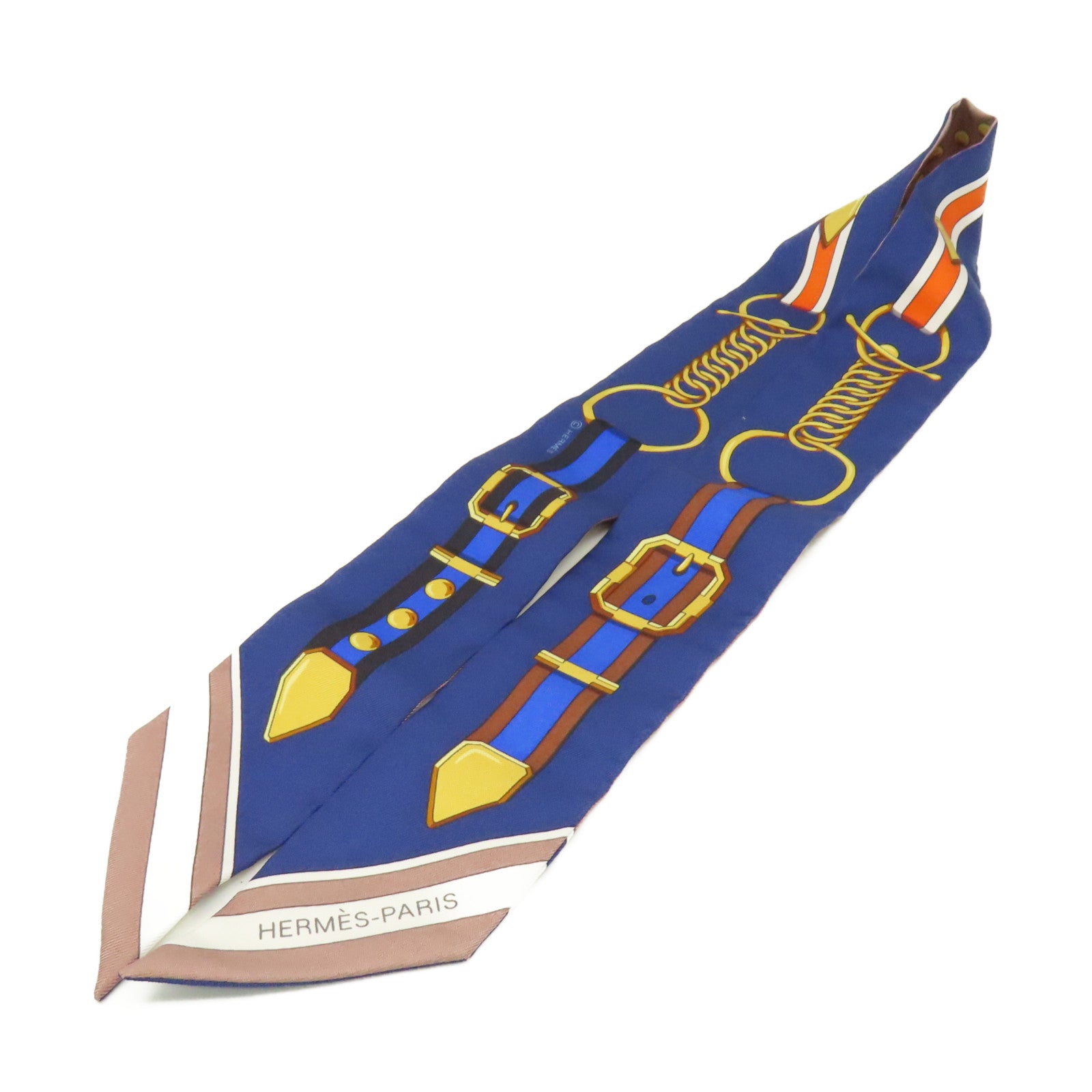 HERMES 絲質Twilly Scarf絲巾寶藍色/啡色/彩色