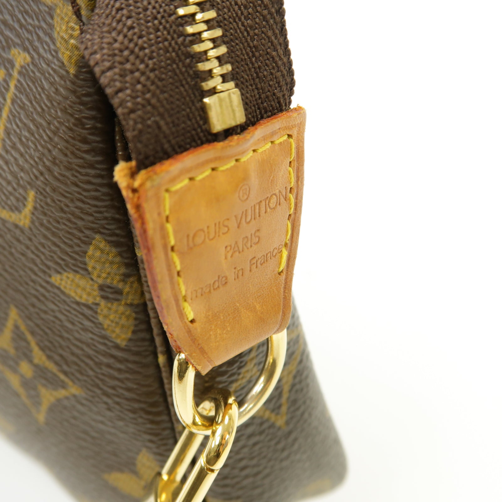 LOUIS VUITTON Monogram Pochette金扣手挽袋棕色