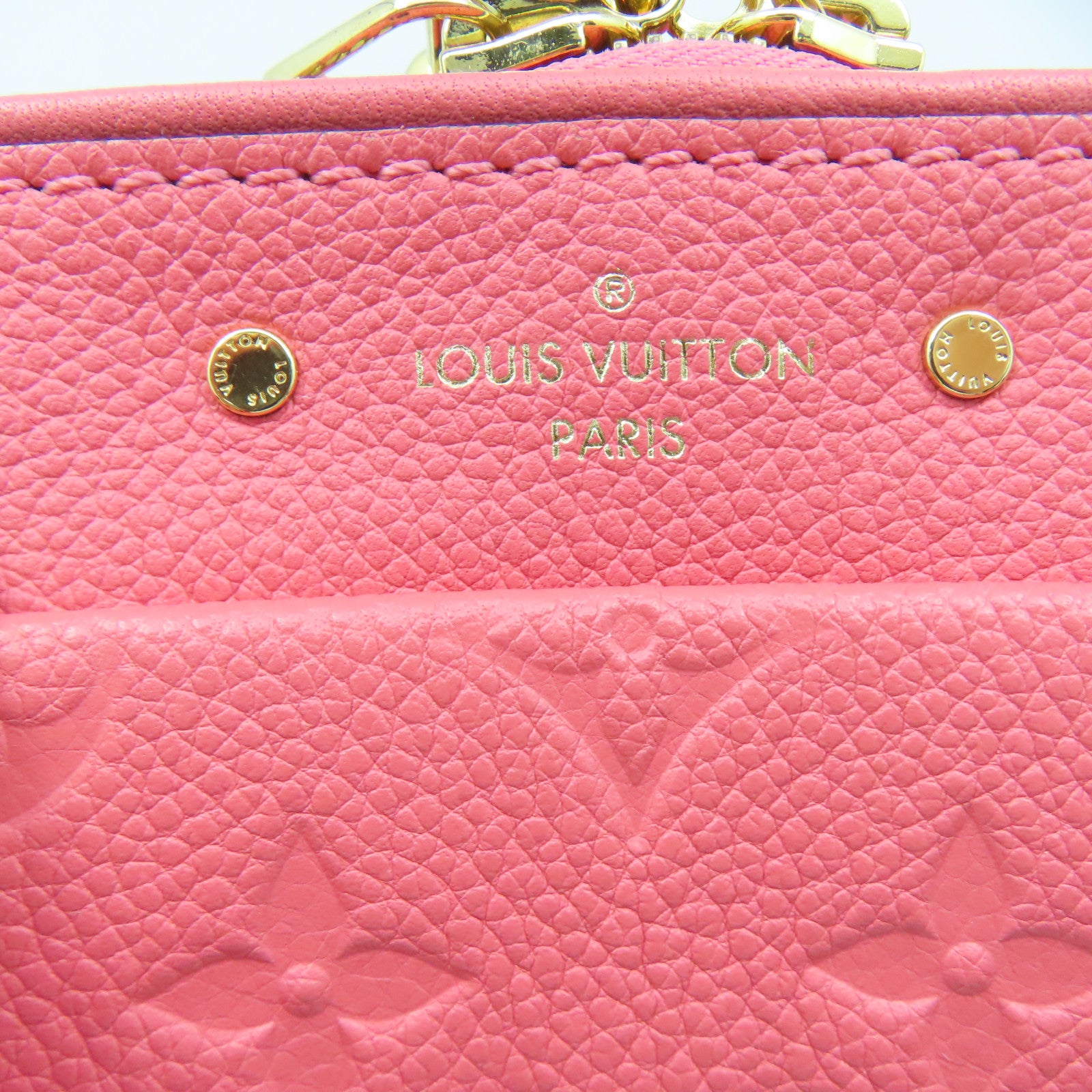 LOUIS VUITTON Monogram Empreinte Speedy 20金扣手挽肩背兩用袋粉紅色