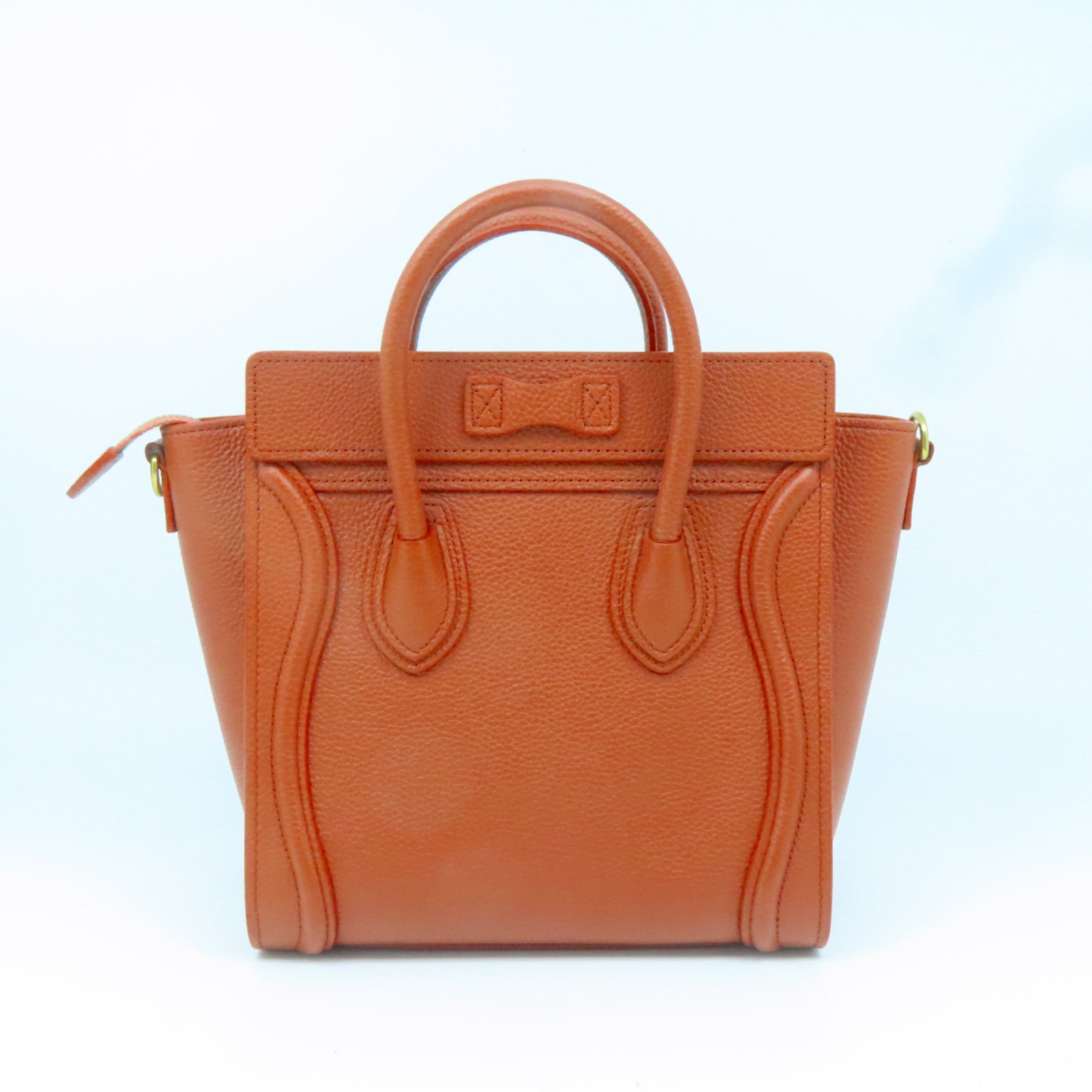 CELINE 牛皮皮革Nano Luggage金扣手挽肩背兩用袋啡色