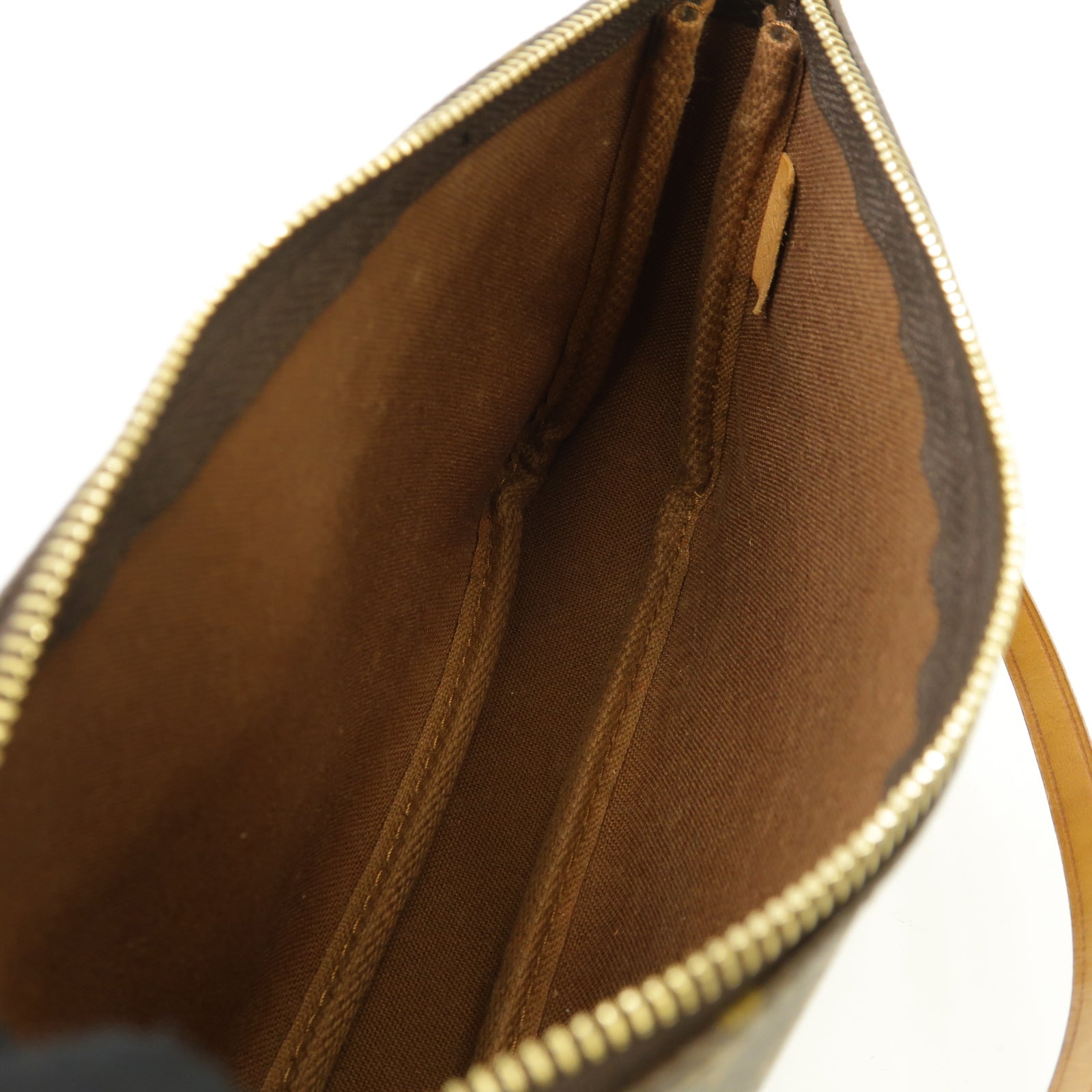 LOUIS VUITTON Monogram Pochette金扣手挽袋棕色