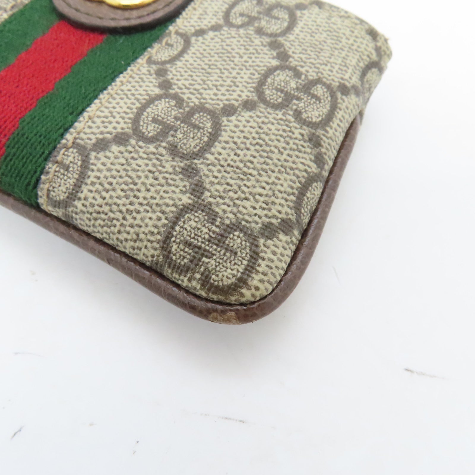 GUCCI Coated Canvas Ophidia Key Case Gold Buckle Key Bag Brown
