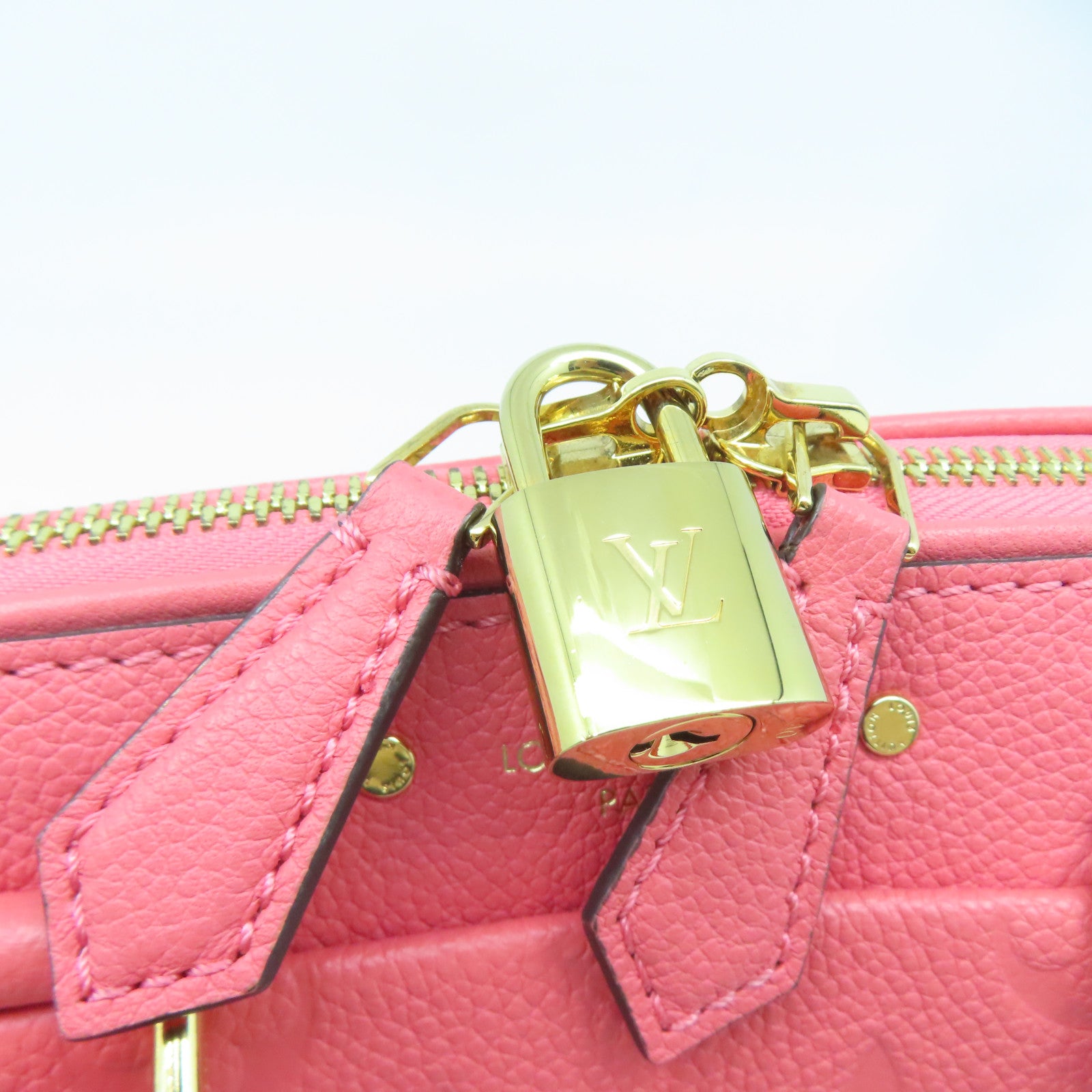 LOUIS VUITTON Monogram Empreinte Speedy 20金扣手挽肩背兩用袋粉紅色
