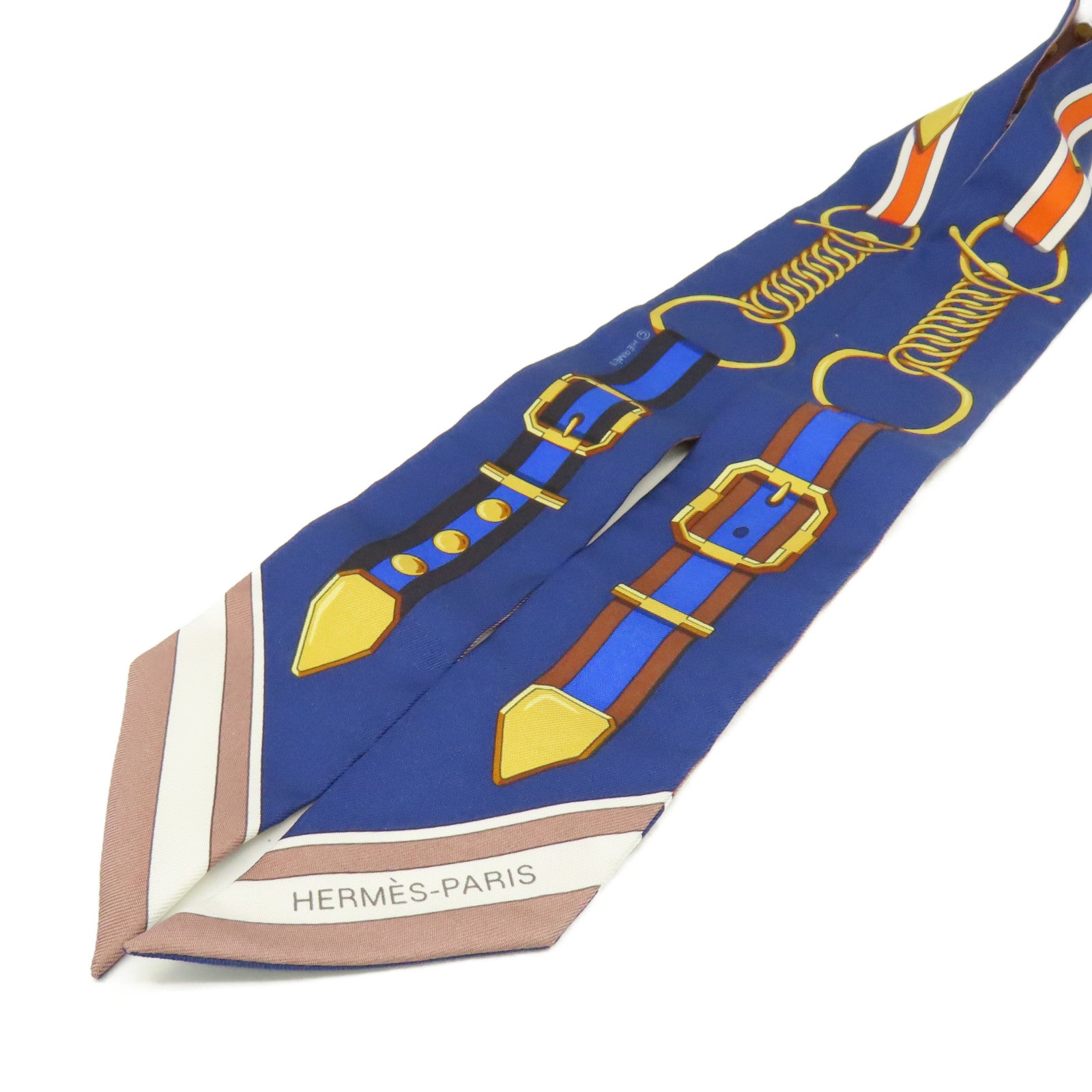 HERMES 絲質Twilly Scarf絲巾寶藍色/啡色/彩色