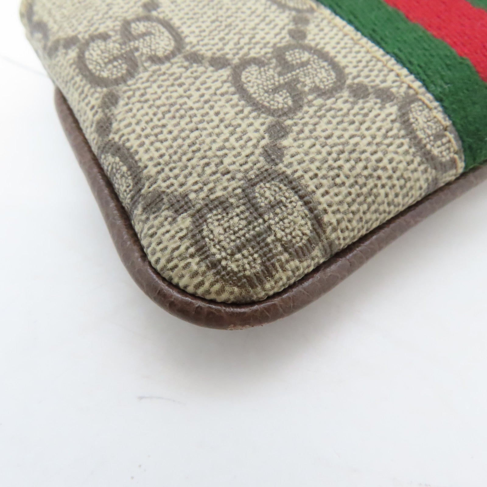 GUCCI Coated Canvas Ophidia Key Case Gold Buckle Key Bag Brown
