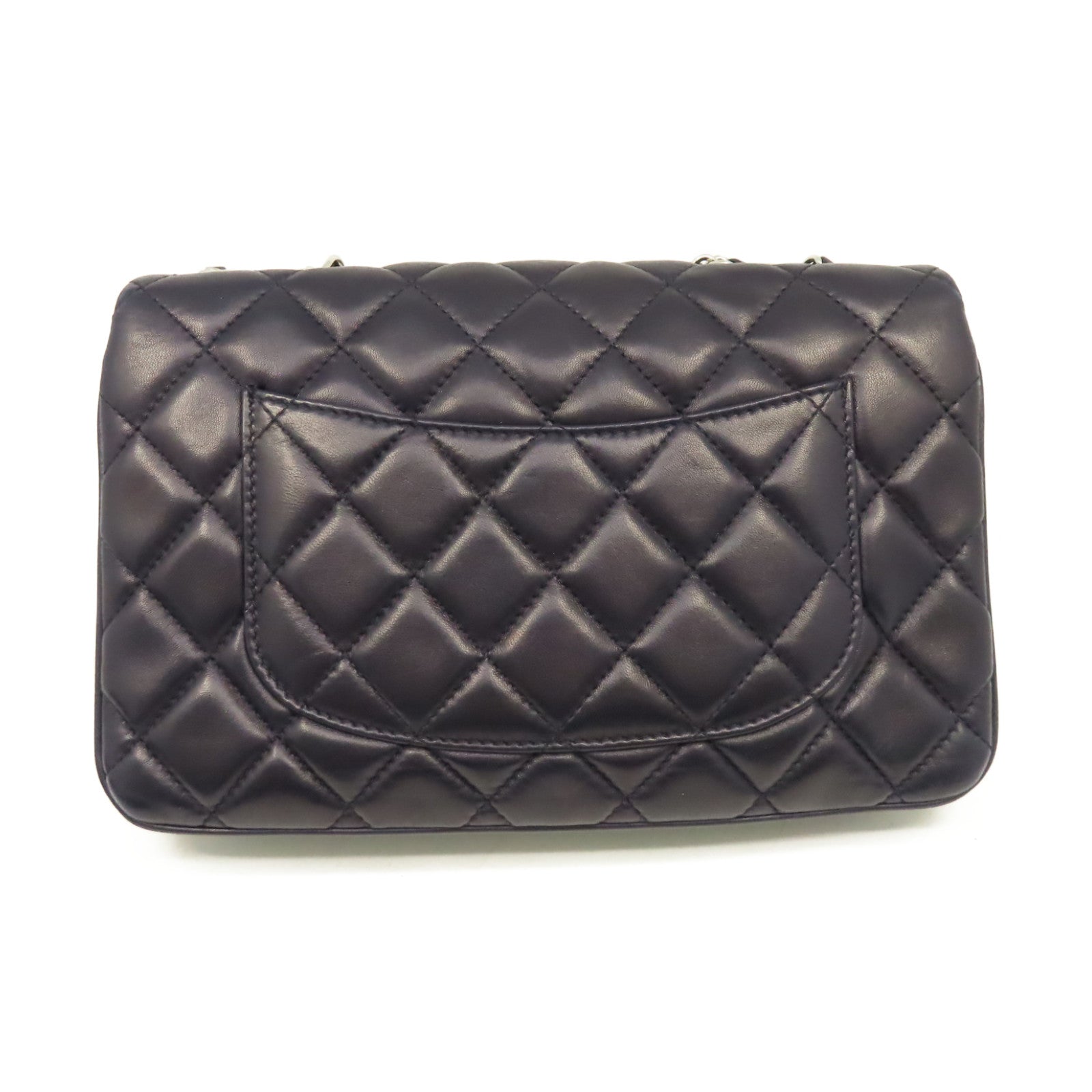 CHANEL 菱格羊皮皮革Chain Shoulder Bag銀扣鏈帶肩背袋寶藍色