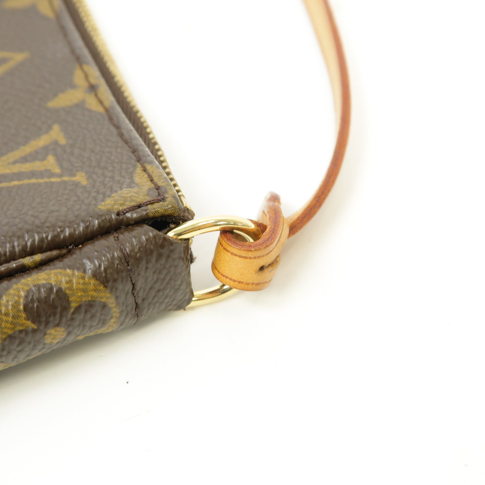 LOUIS VUITTON Monogram Pochette金扣手挽袋棕色