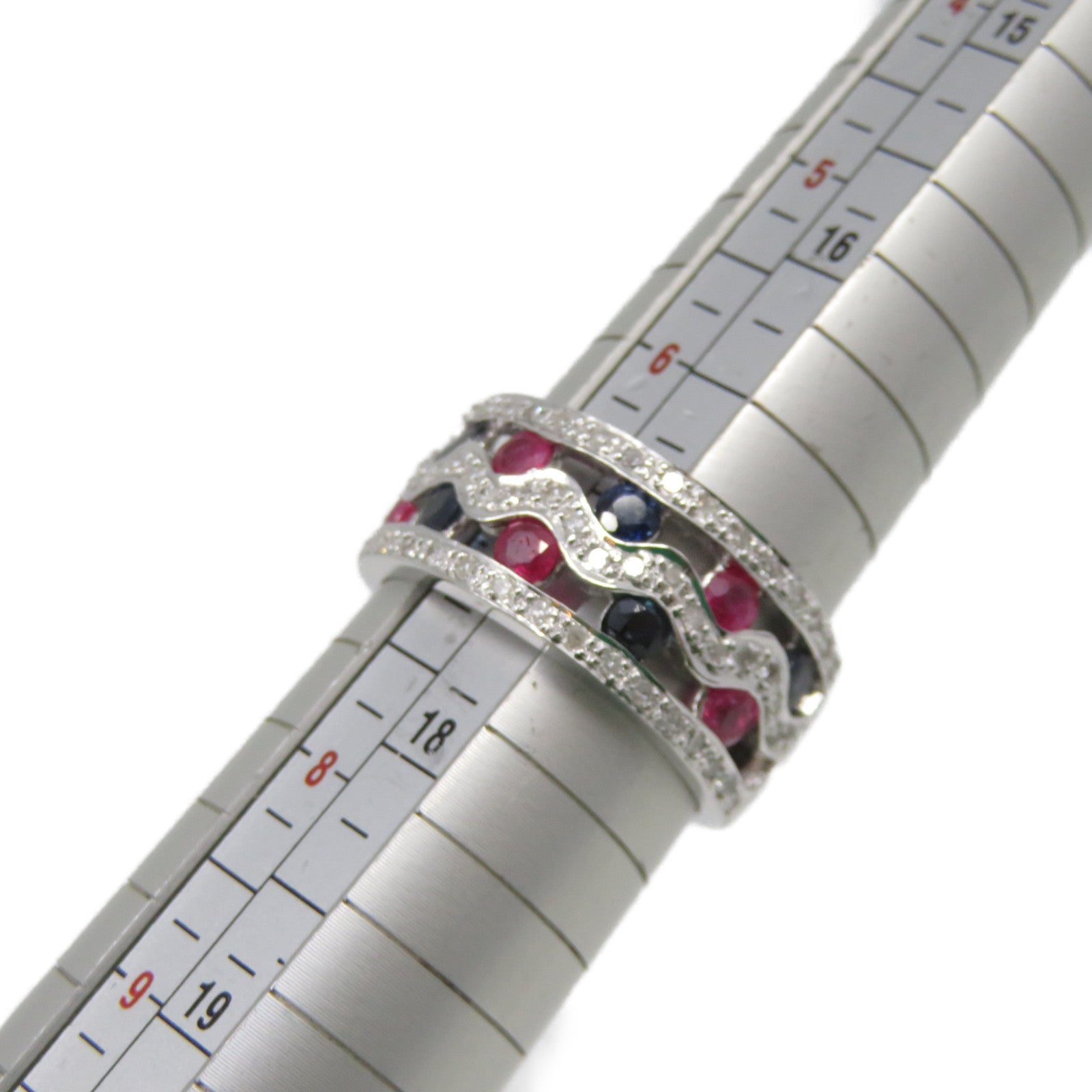 JEWELRY 18K白金/彩色鑽石Multi sapphire Ring戒指US#7