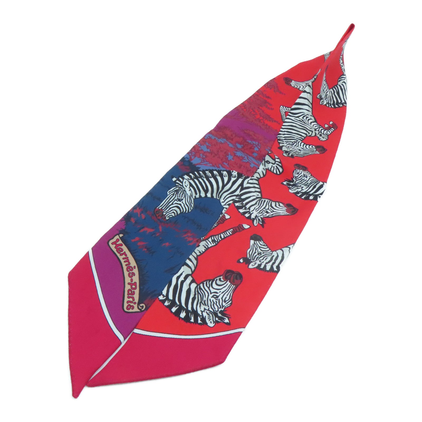 HERMES 丝质Twilly丝巾红色