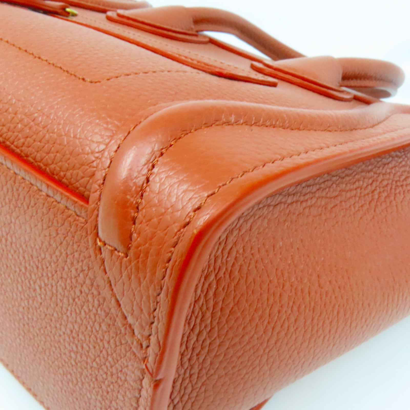 CELINE 牛皮皮革Nano Luggage金扣手挽肩背兩用袋啡色