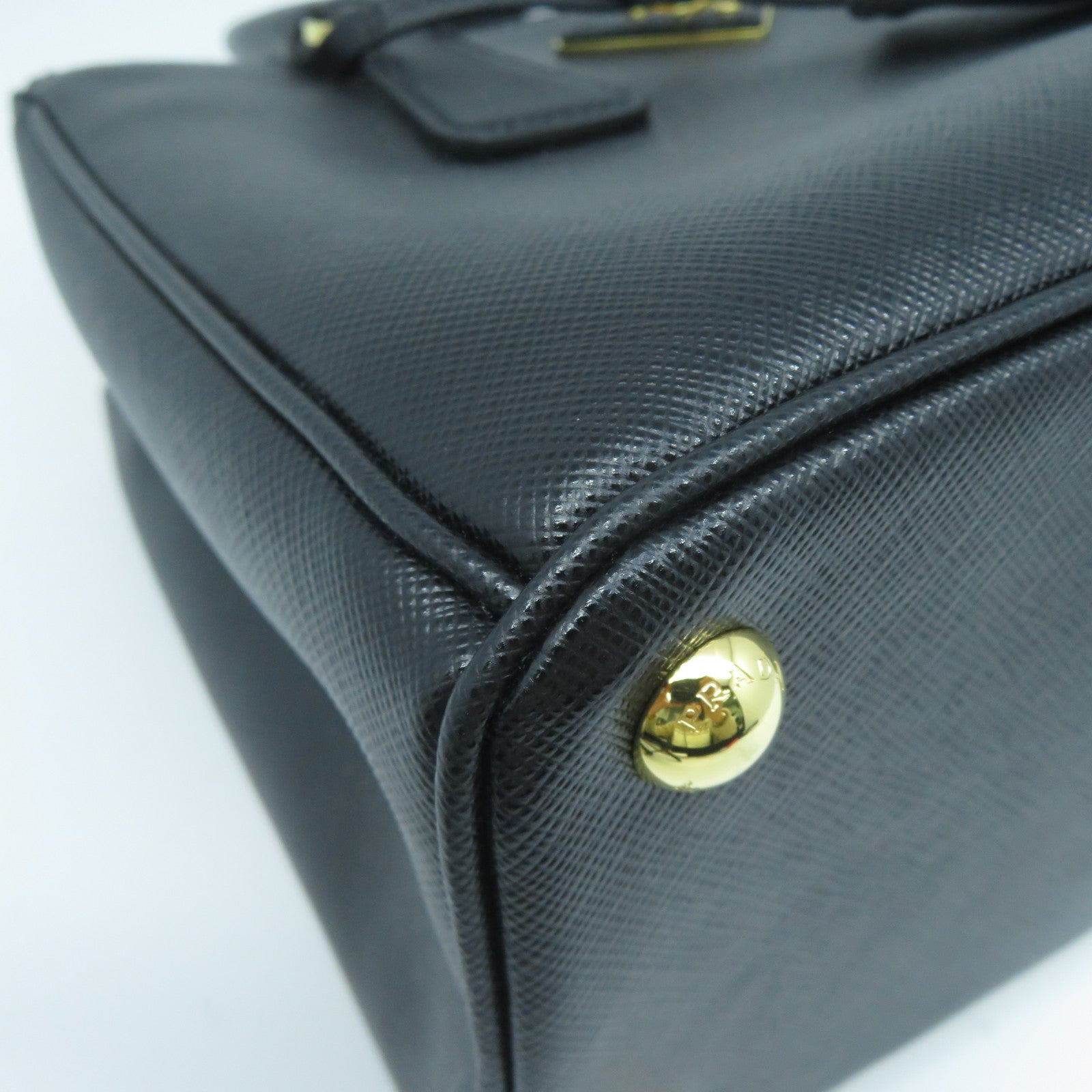 PRADA 牛皮皮革Galleria Small金扣手挽肩背兩用袋黑色