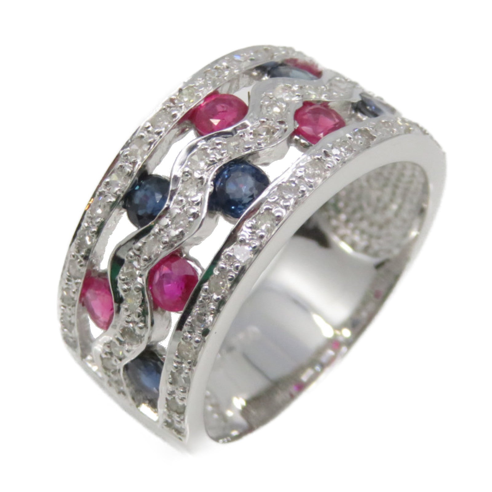 JEWELRY 18K白金/彩色鑽石Multi sapphire Ring戒指US#7