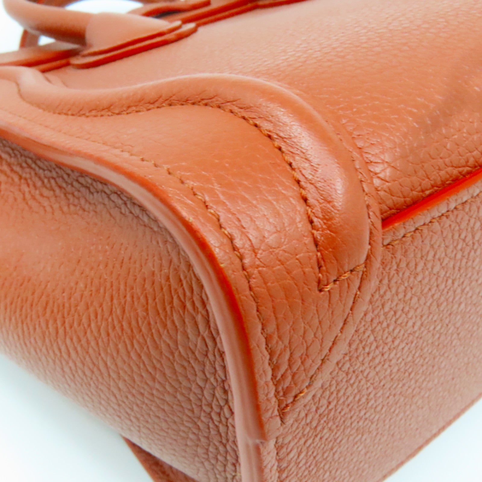 CELINE 牛皮皮革Nano Luggage金扣手挽肩背兩用袋啡色