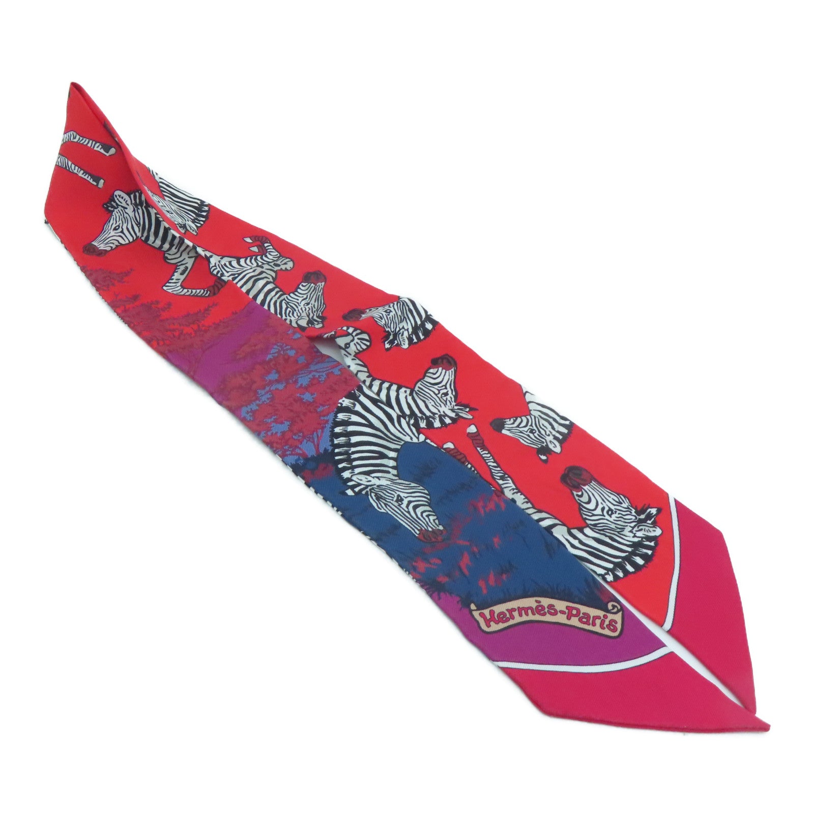 HERMES 丝质Twilly丝巾红色
