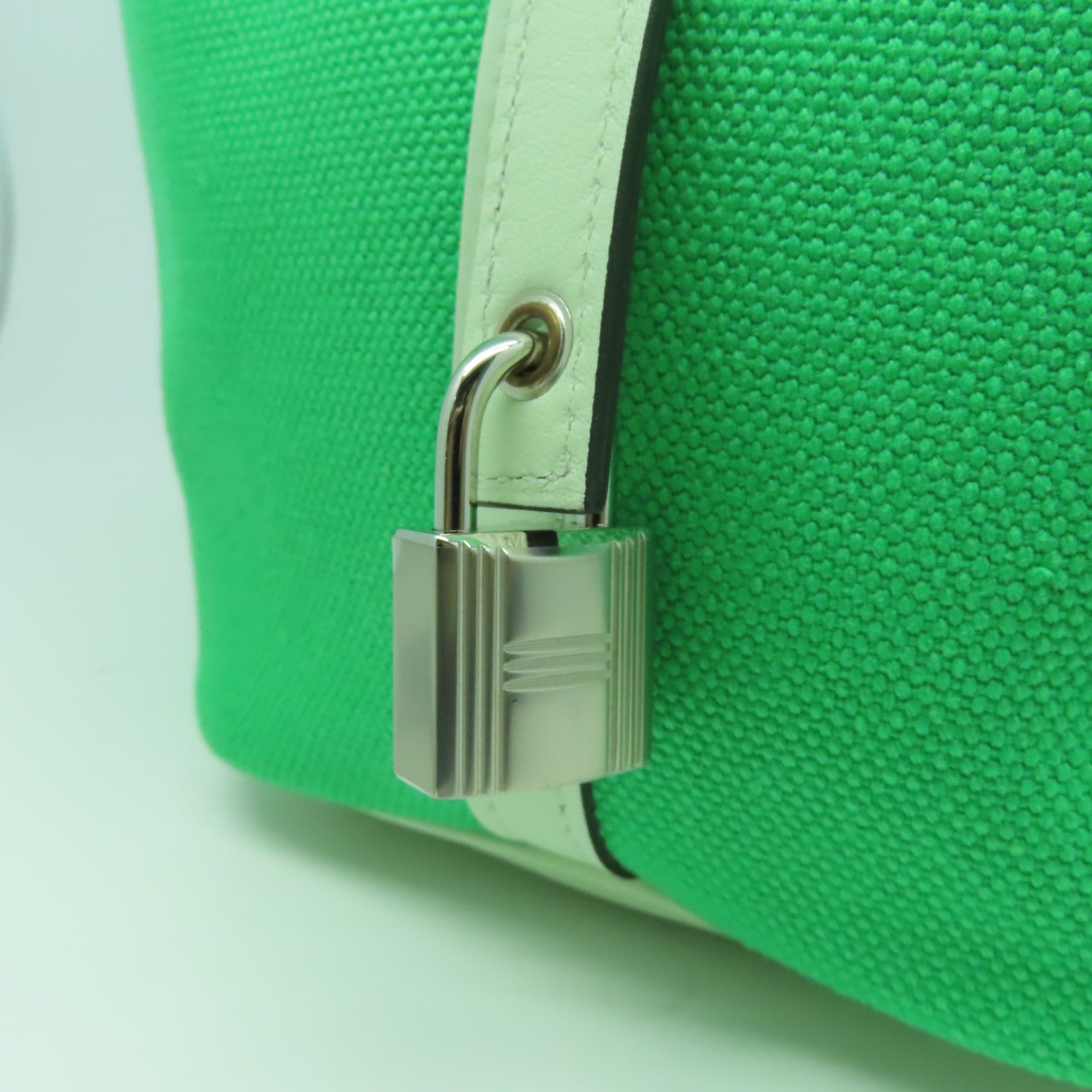 HERMES 帆布/皮革Picotin Cargo銀扣手挽袋漫畫綠色/氣泡綠色