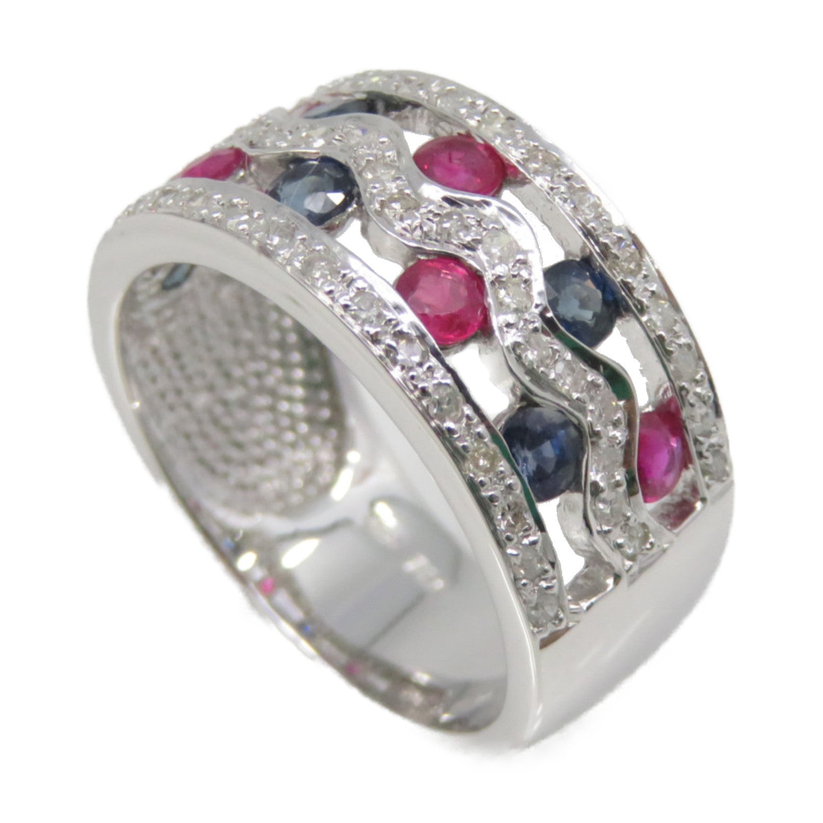 JEWELRY 18K白金/彩色鑽石Multi sapphire Ring戒指US#7