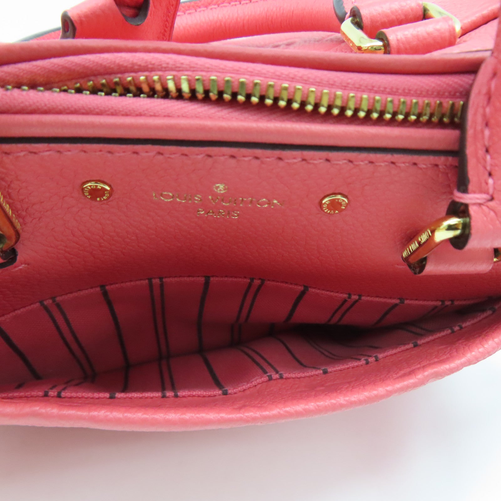 LOUIS VUITTON Monogram Empreinte Speedy 20金扣手挽肩背兩用袋粉紅色