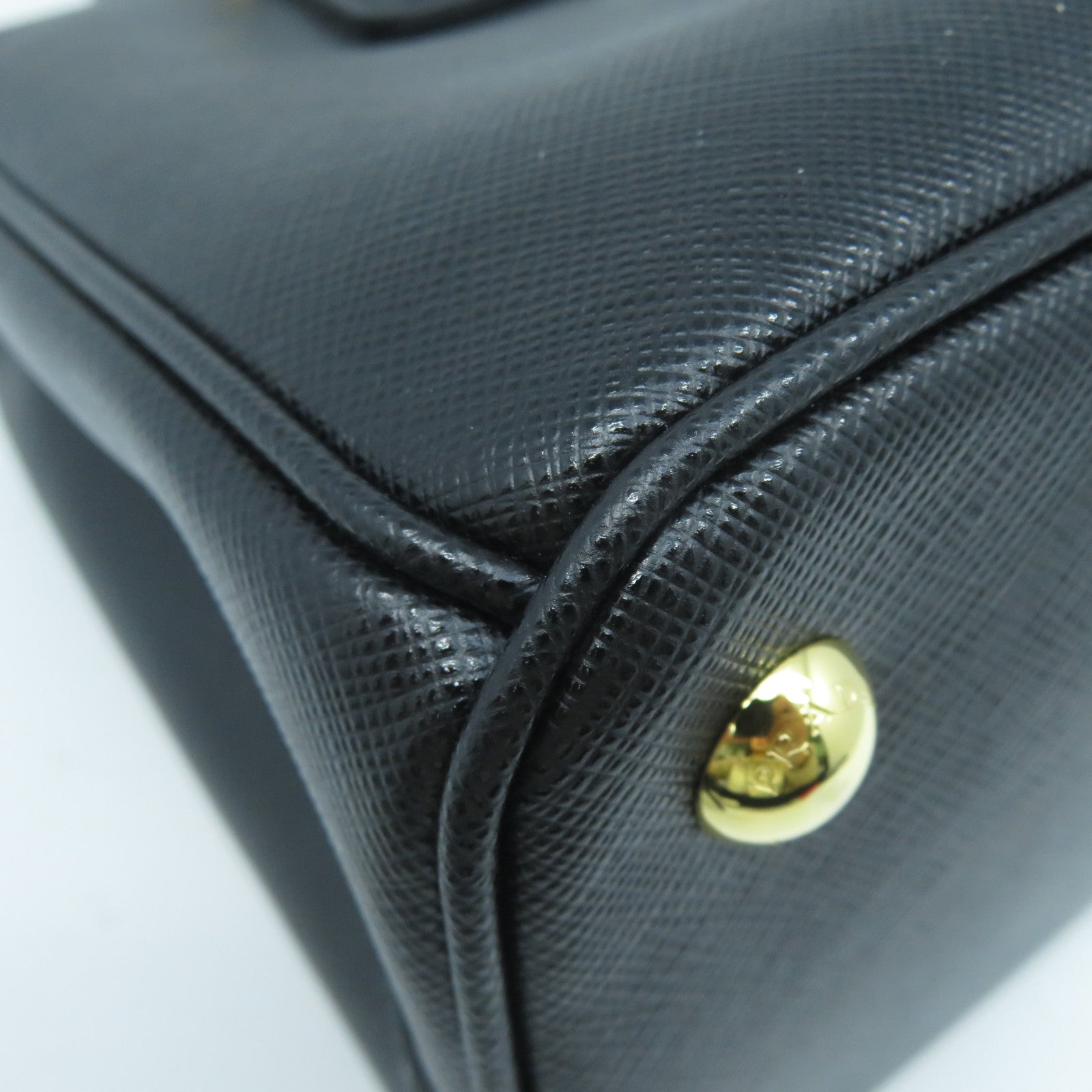 PRADA 牛皮皮革Galleria Small金扣手挽肩背兩用袋黑色