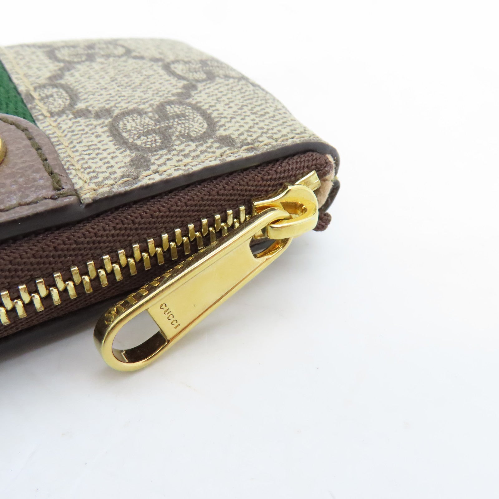 GUCCI Coated Canvas Ophidia Key Case Gold Buckle Key Bag Brown