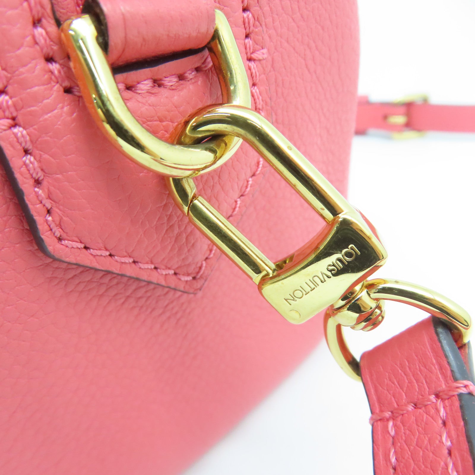 LOUIS VUITTON Monogram Empreinte Speedy 20金扣手挽肩背兩用袋粉紅色