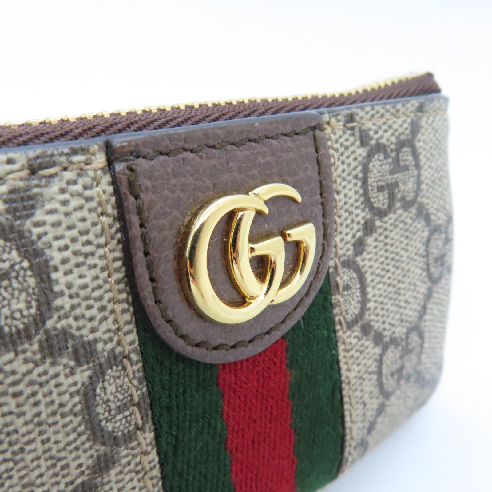 GUCCI Coated Canvas Ophidia Key Case Gold Buckle Key Bag Brown
