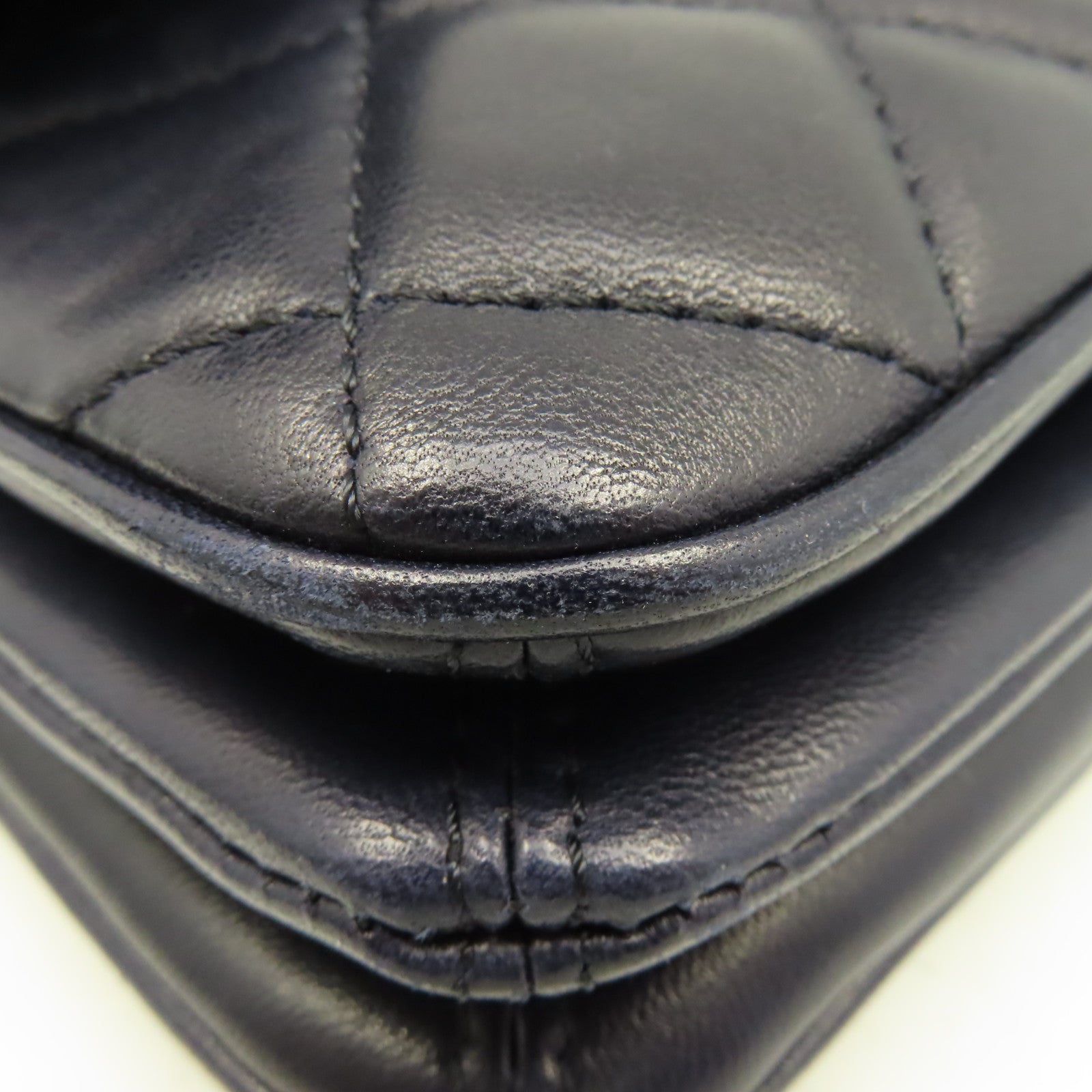 CHANEL 菱格羊皮皮革Chain Shoulder Bag銀扣鏈帶肩背袋寶藍色
