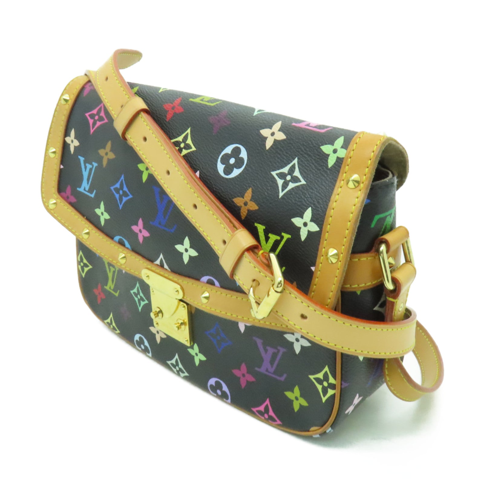 LOUIS VUITTON Monogram Multicolore Sologne金扣肩背袋黒色/彩色