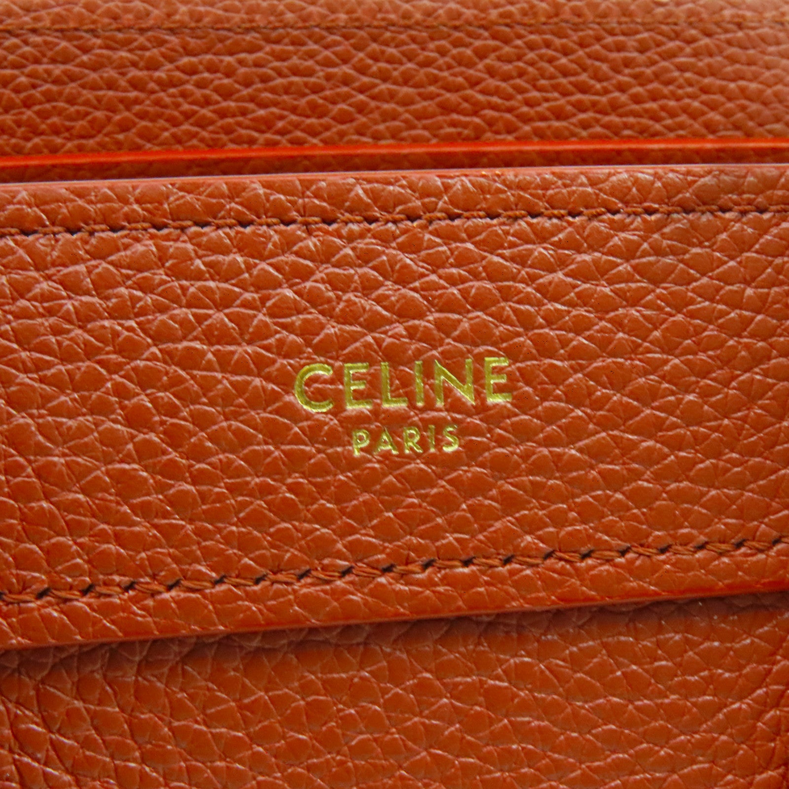 CELINE 牛皮皮革Nano Luggage金扣手挽肩背兩用袋啡色