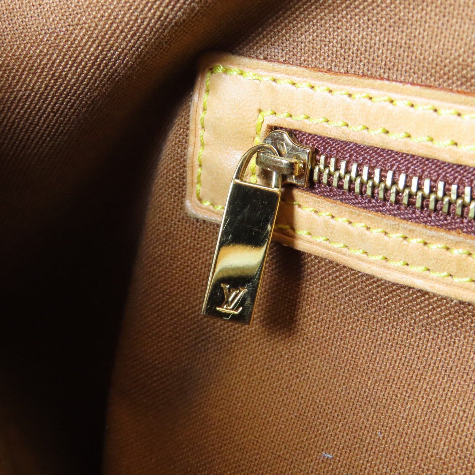 LOUIS VUITTON Monogram Cabas Mezzo金扣肩背袋啡色